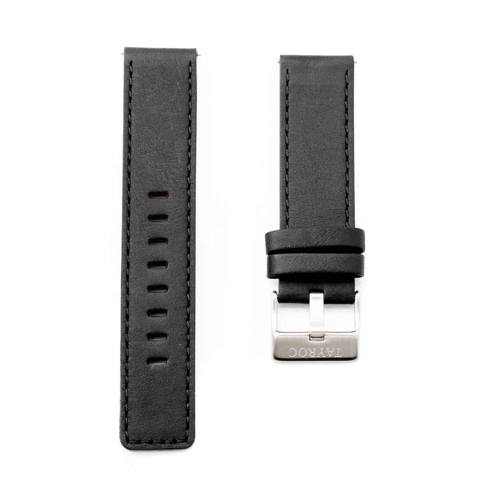 TAYROC Black Leather Dress Watch