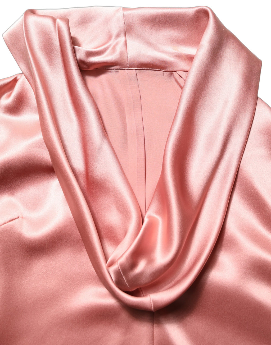 Chemisier haut Dolce & Gabbana en satin de soie rose à col en V et manches longues