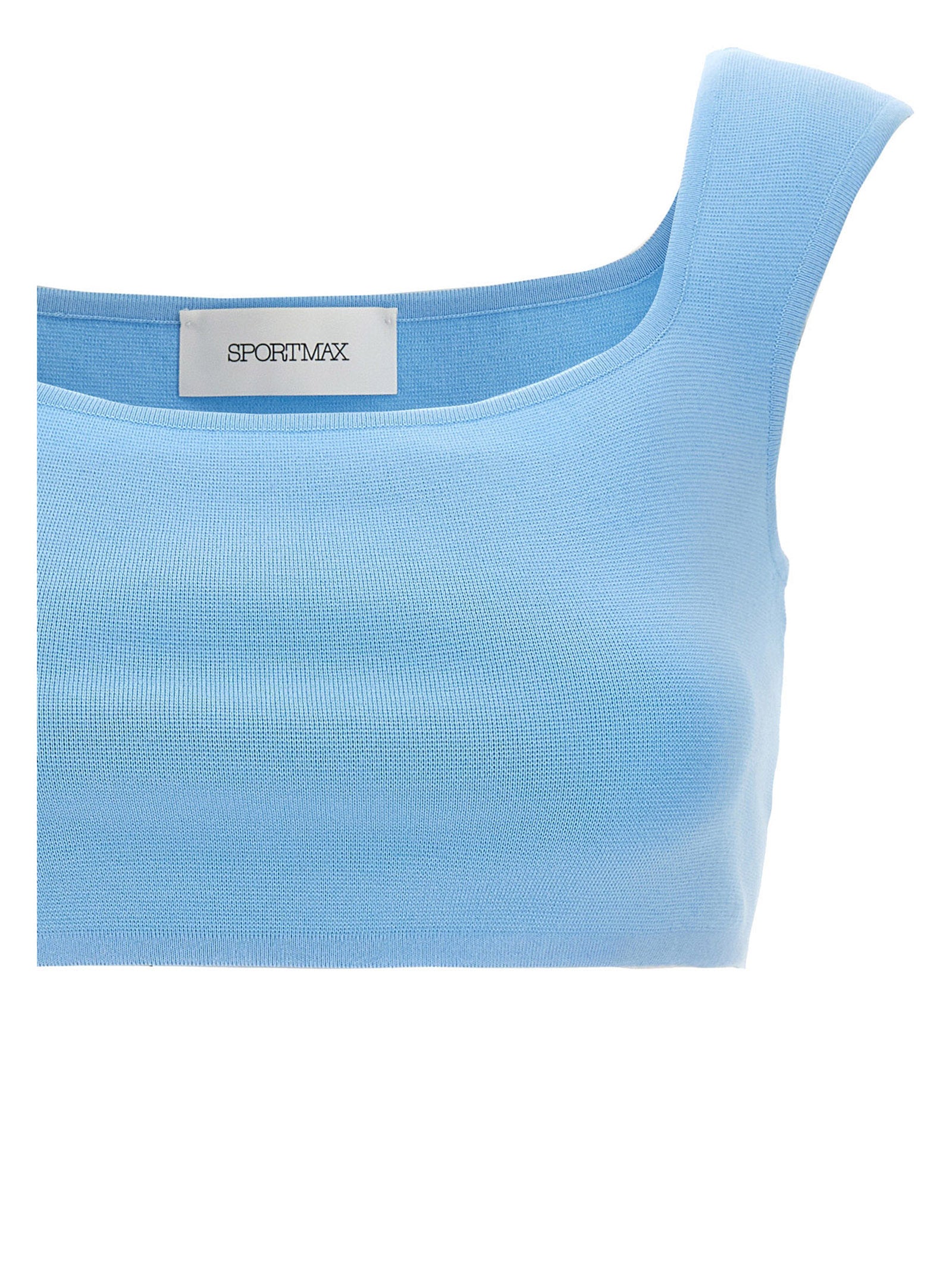 Sportmax Blue Cotton Sleeveles T-Shirt