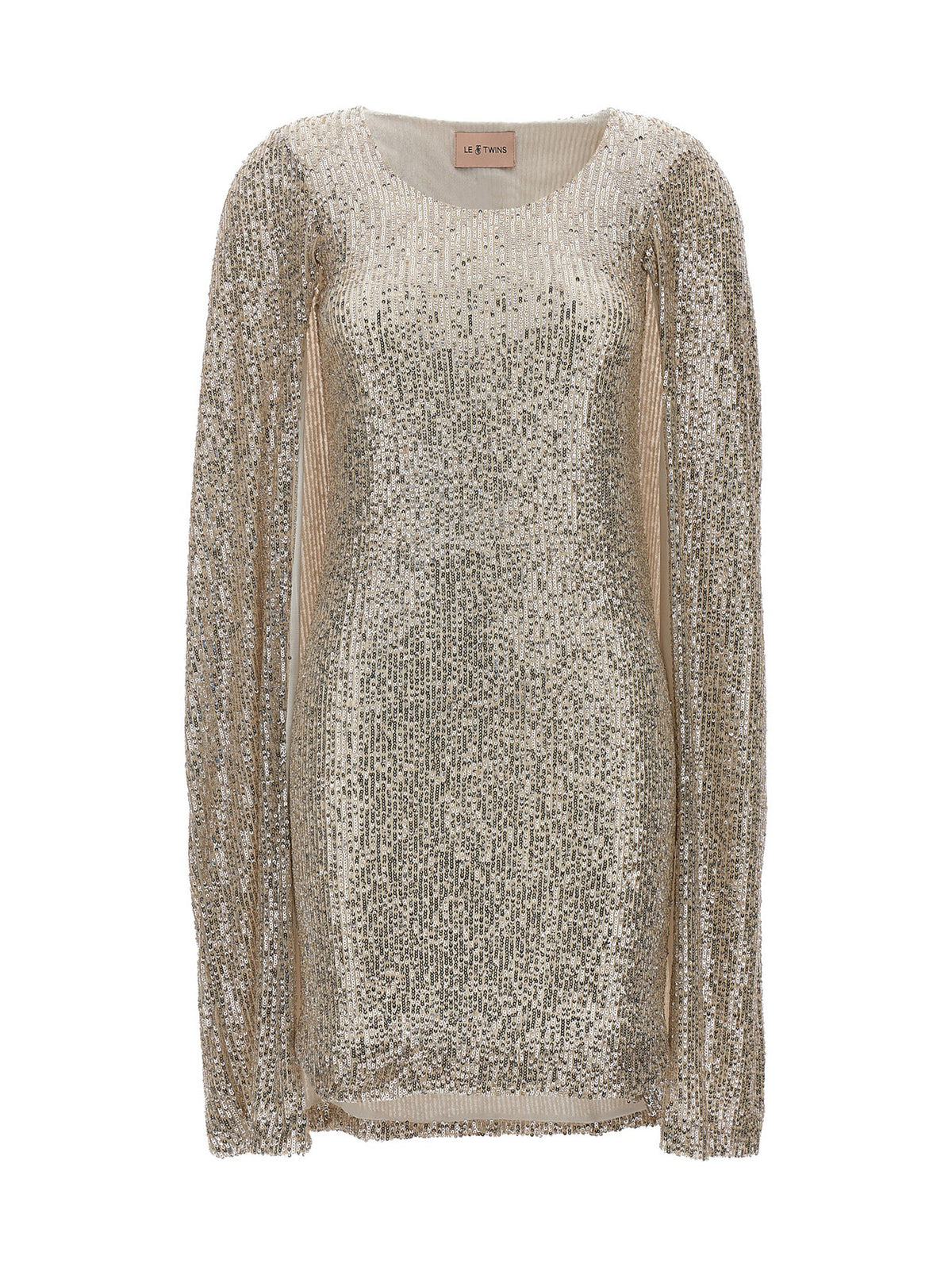 LE TWINS Silver Polyester Short Dress