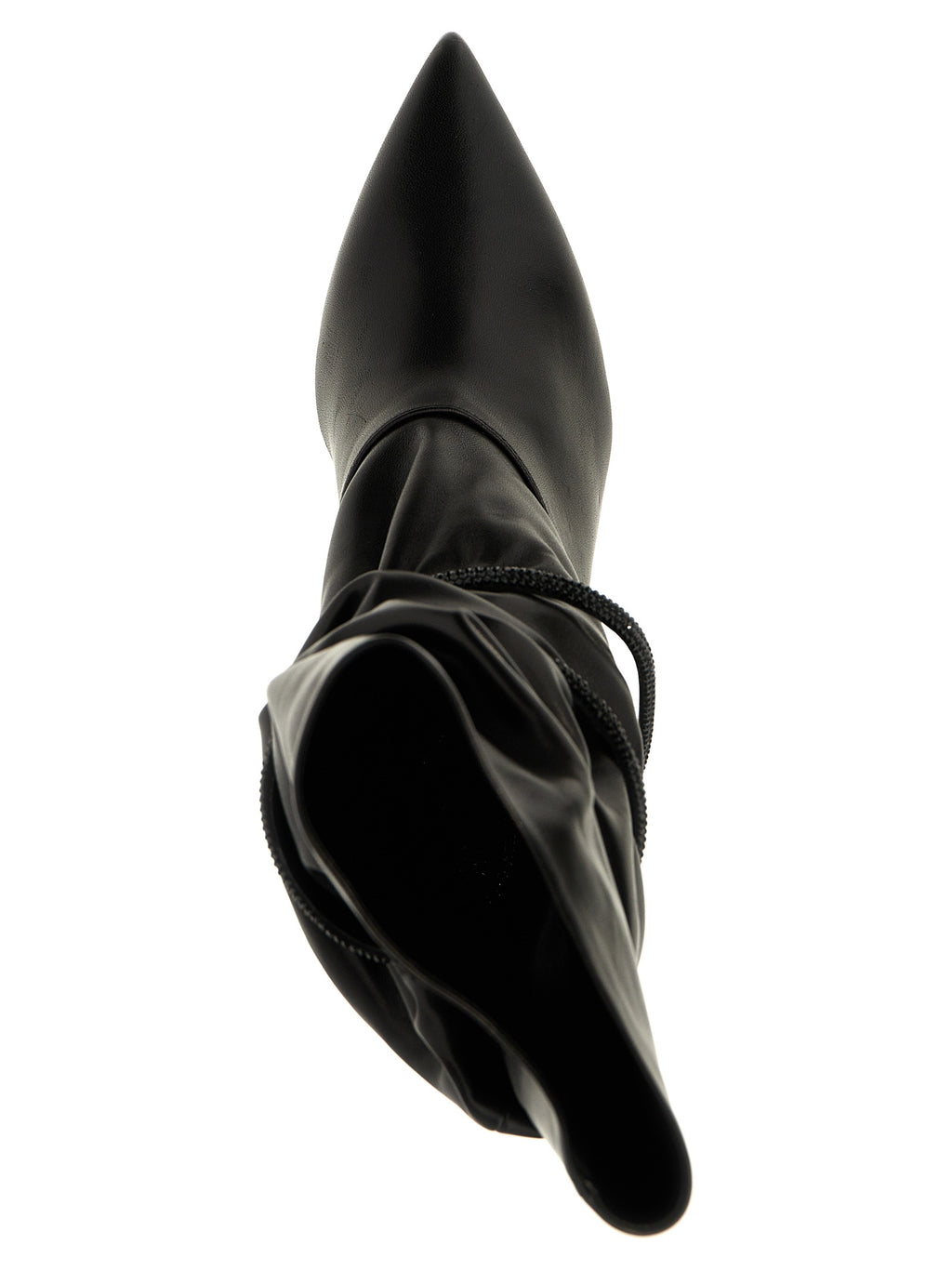 RENE CAOVILLA Black Lamb Leather Ankle Boots