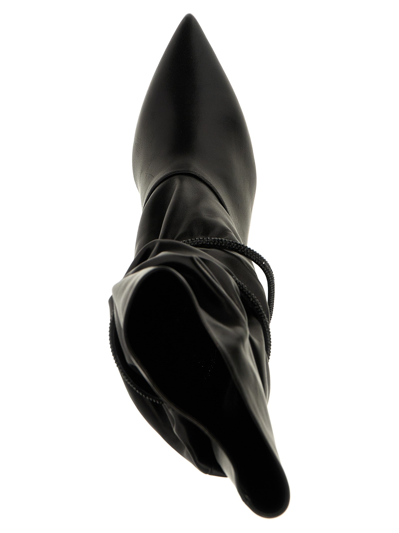 RENE CAOVILLA Black Lamb Leather Ankle Boots