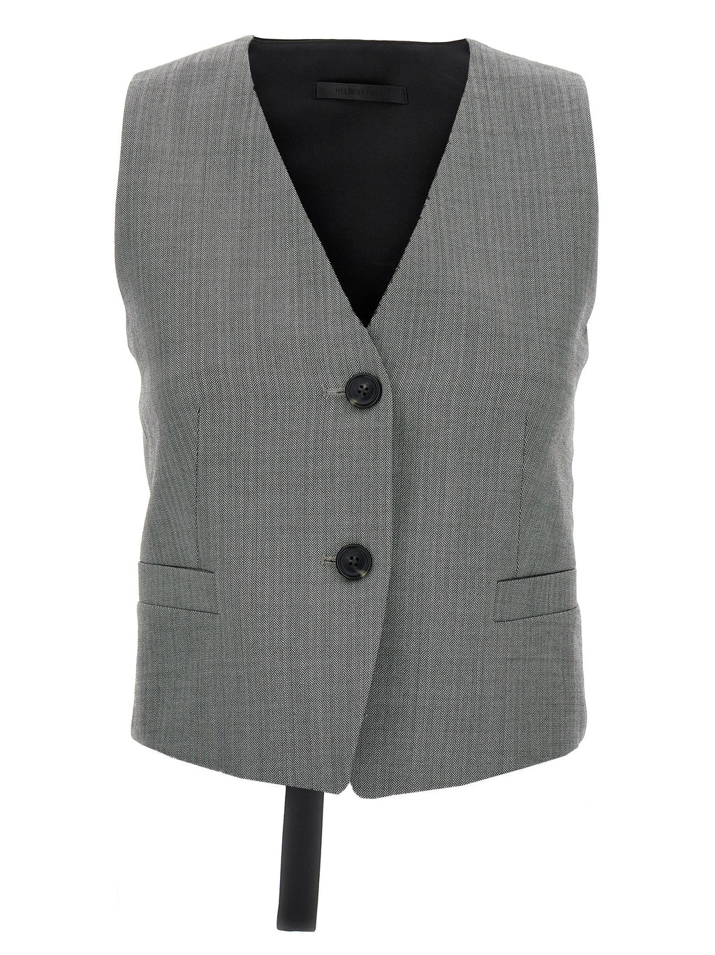 Helmut Lang Bicolor Wool Sleeveless Jacket