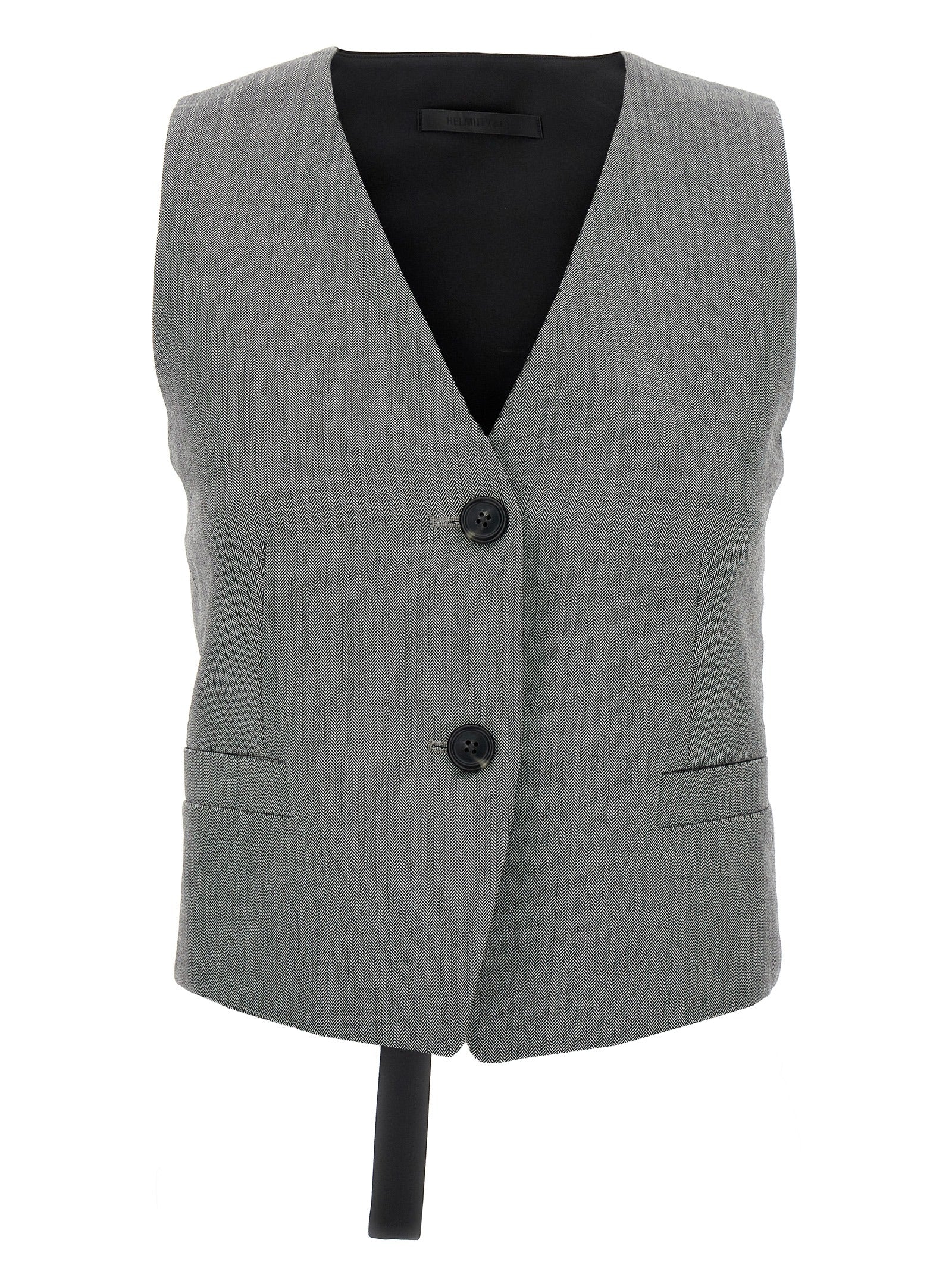 Helmut Lang Bicolor Wool Sleeveless Jacket