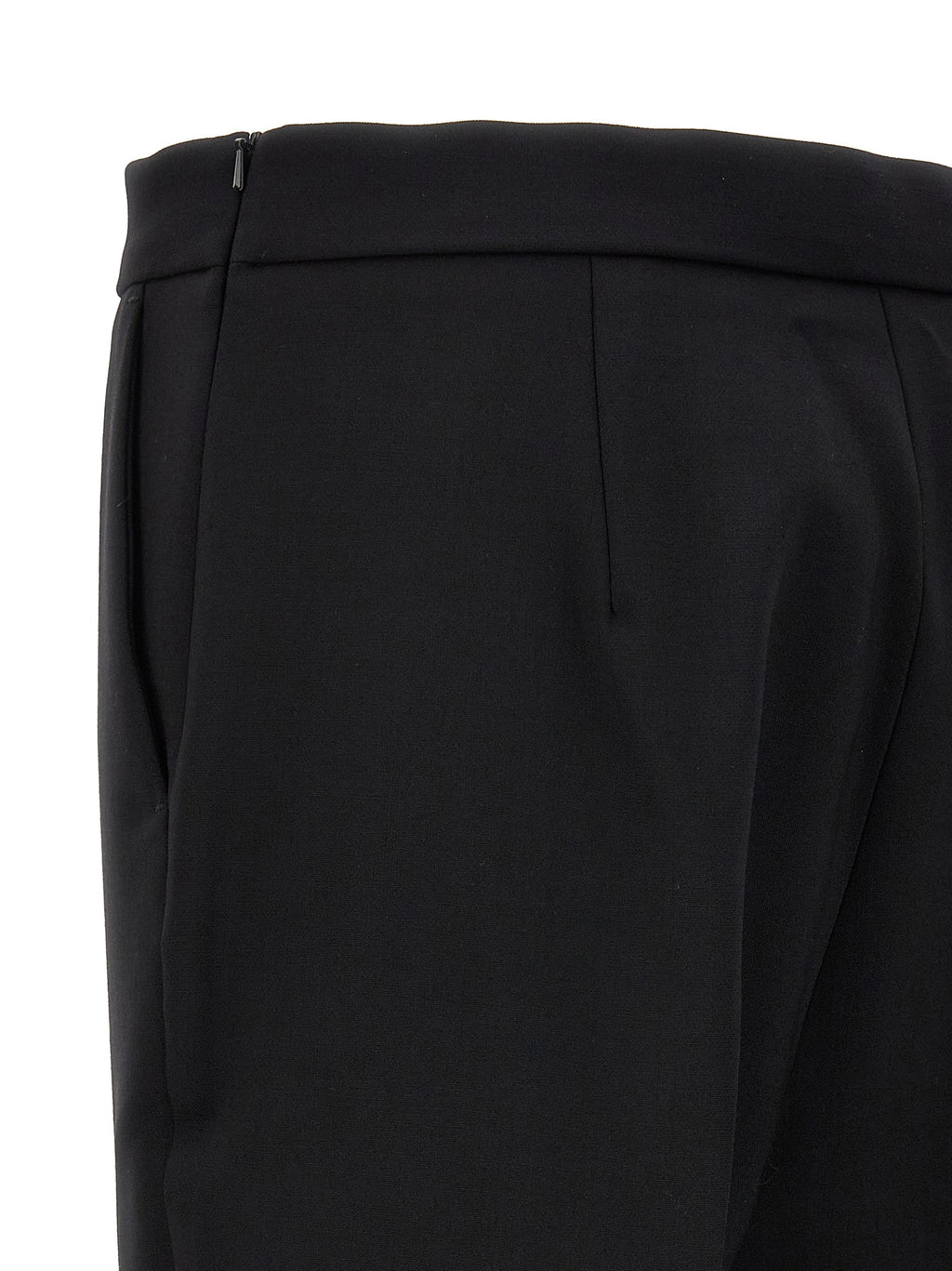Max Mara Black Virgin Wool Cropped Pants