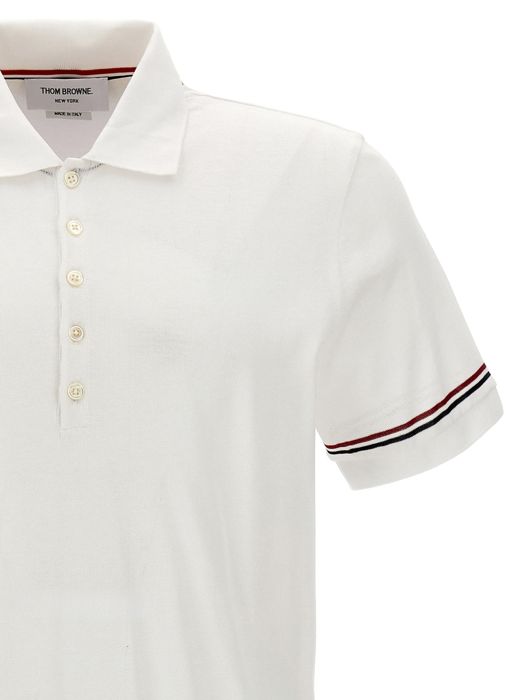 Thom Browne White Polo Shirt detail view