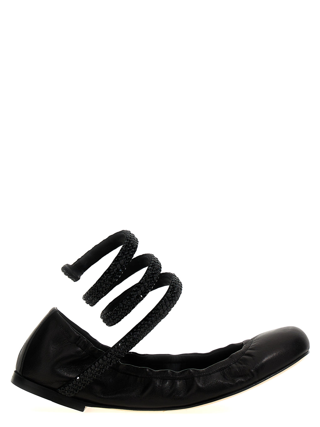 RENE CAOVILLA Black Lamb Leather Ballet Flats