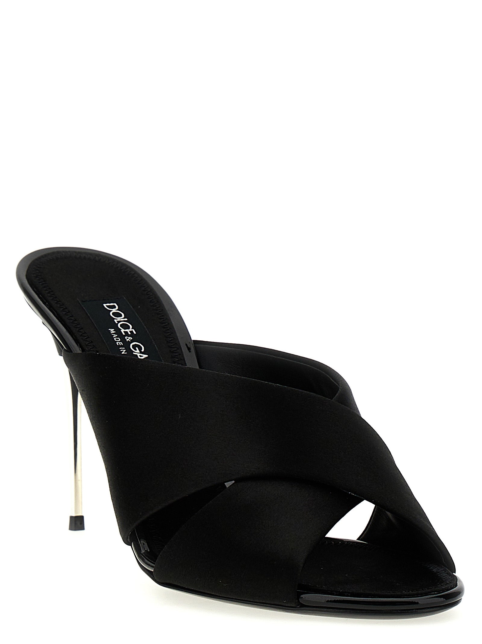 Dolce & Gabbana Black Viscose Stiletto Heel Sandals