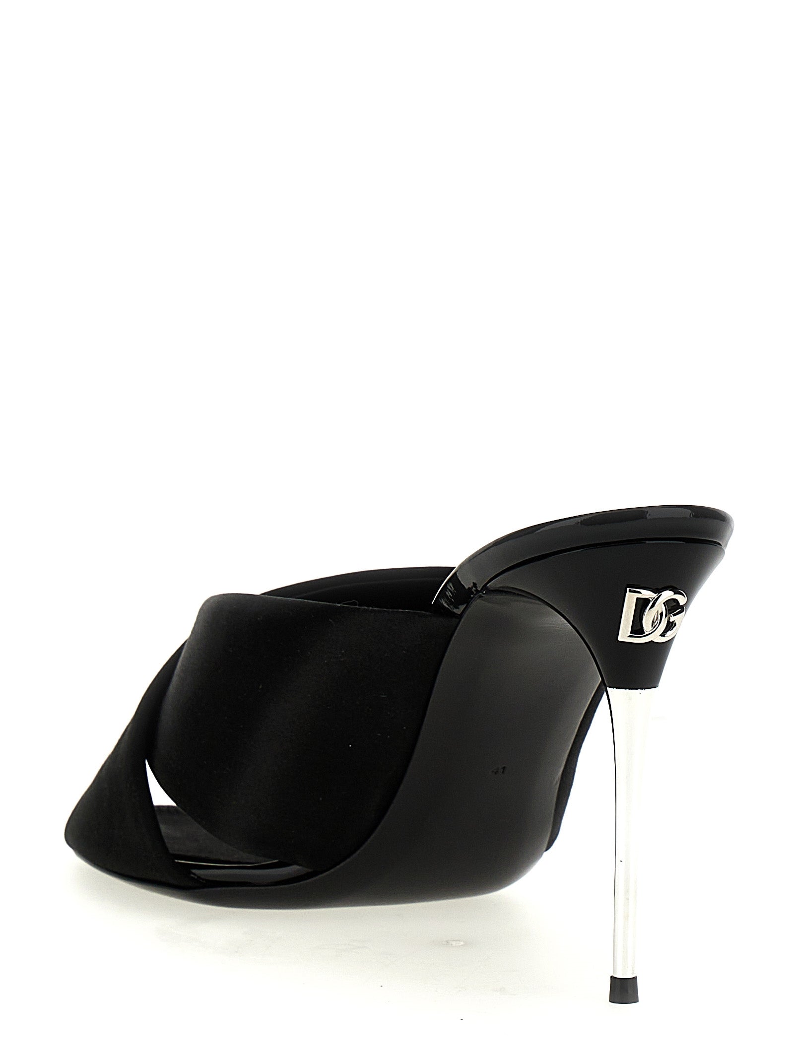 Dolce & Gabbana Black Viscose Stiletto Heel Sandals