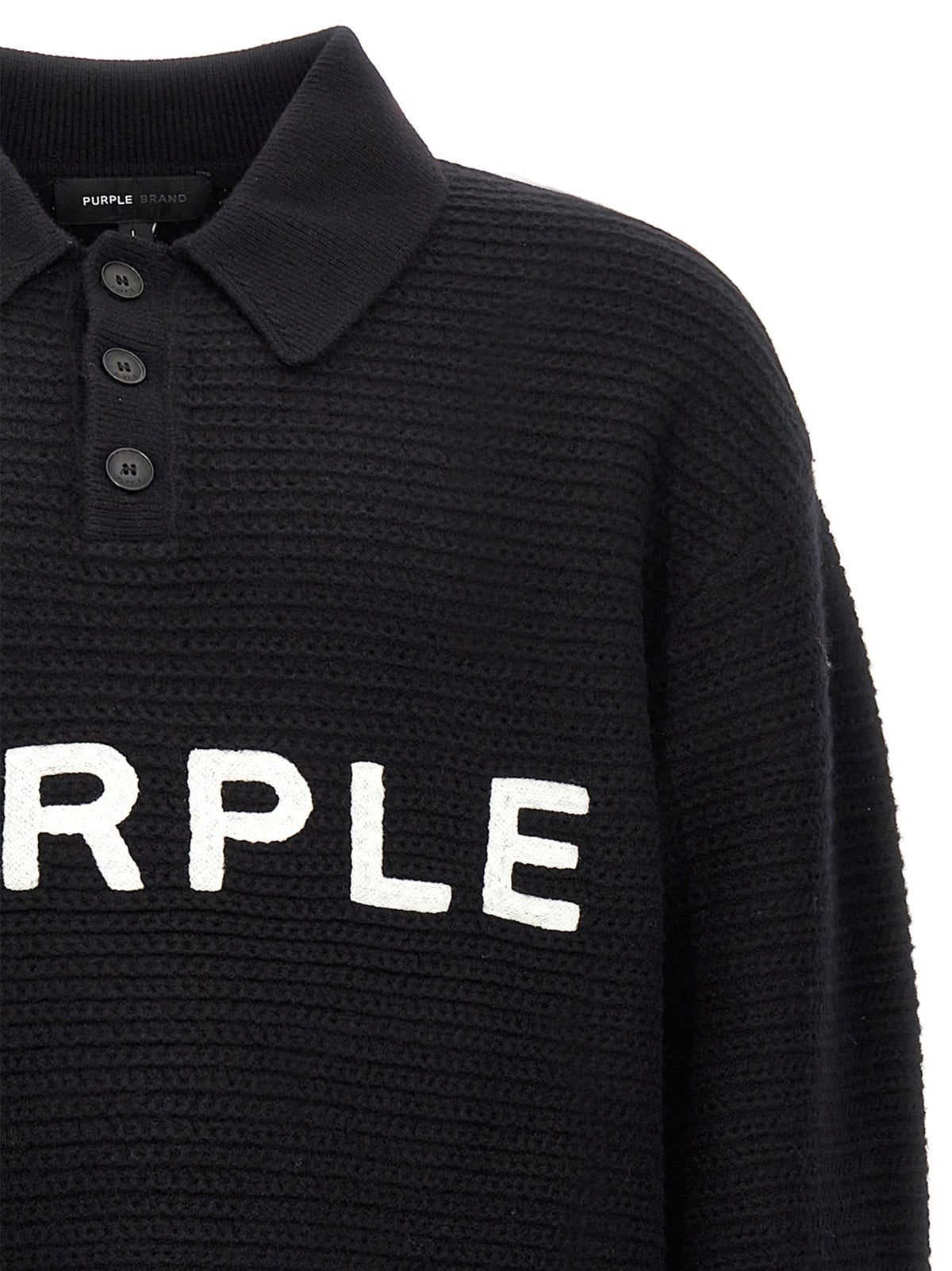 PURPLE Black Wool Cardigan