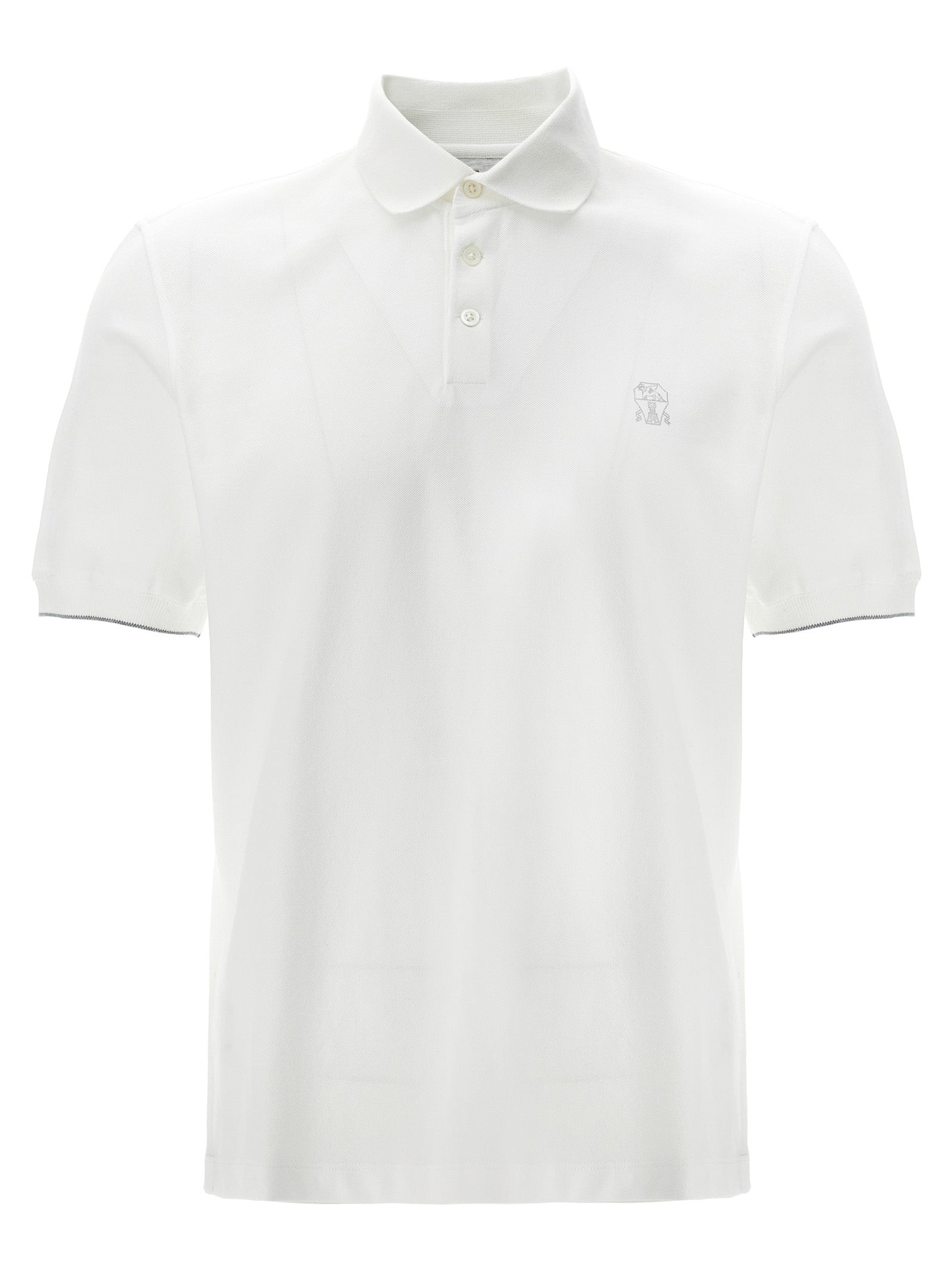 Brunello Cucinelli White Cotton Polo Shirt