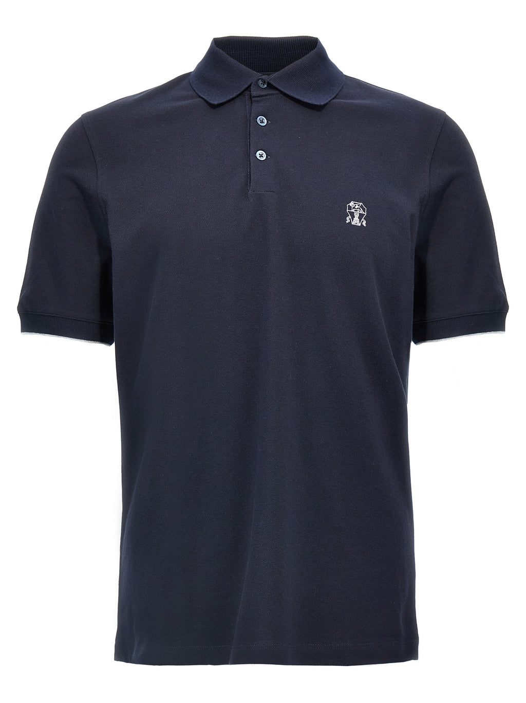 Brunello Cucinelli Blue Cotton Polo Shirt