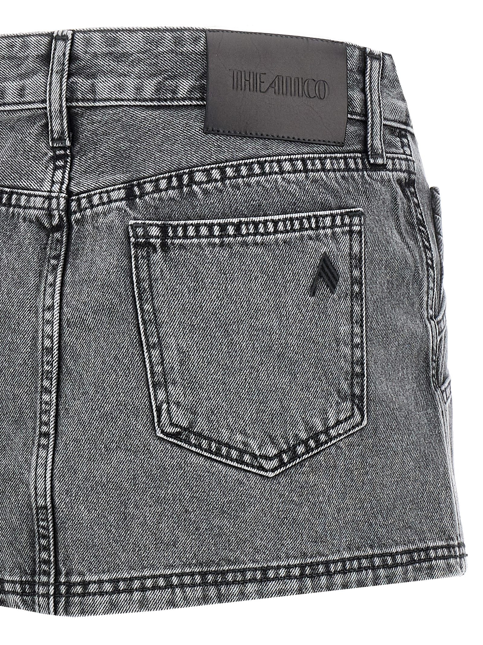 The Attico Gray Cotton Long Skirt