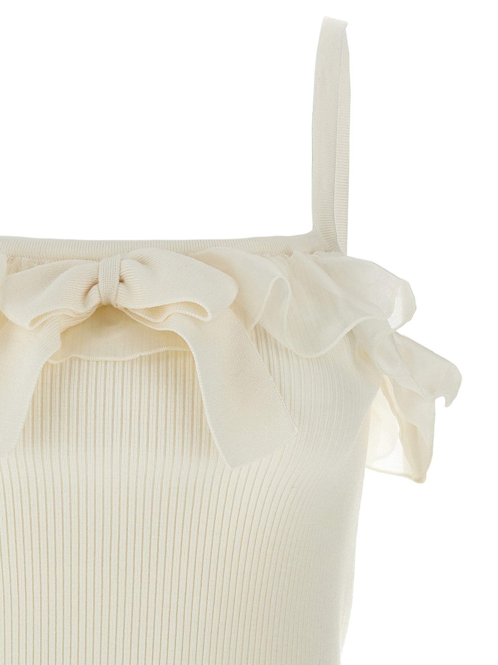 Alessandra Rich White Wool Sleeveles T-Shirt
