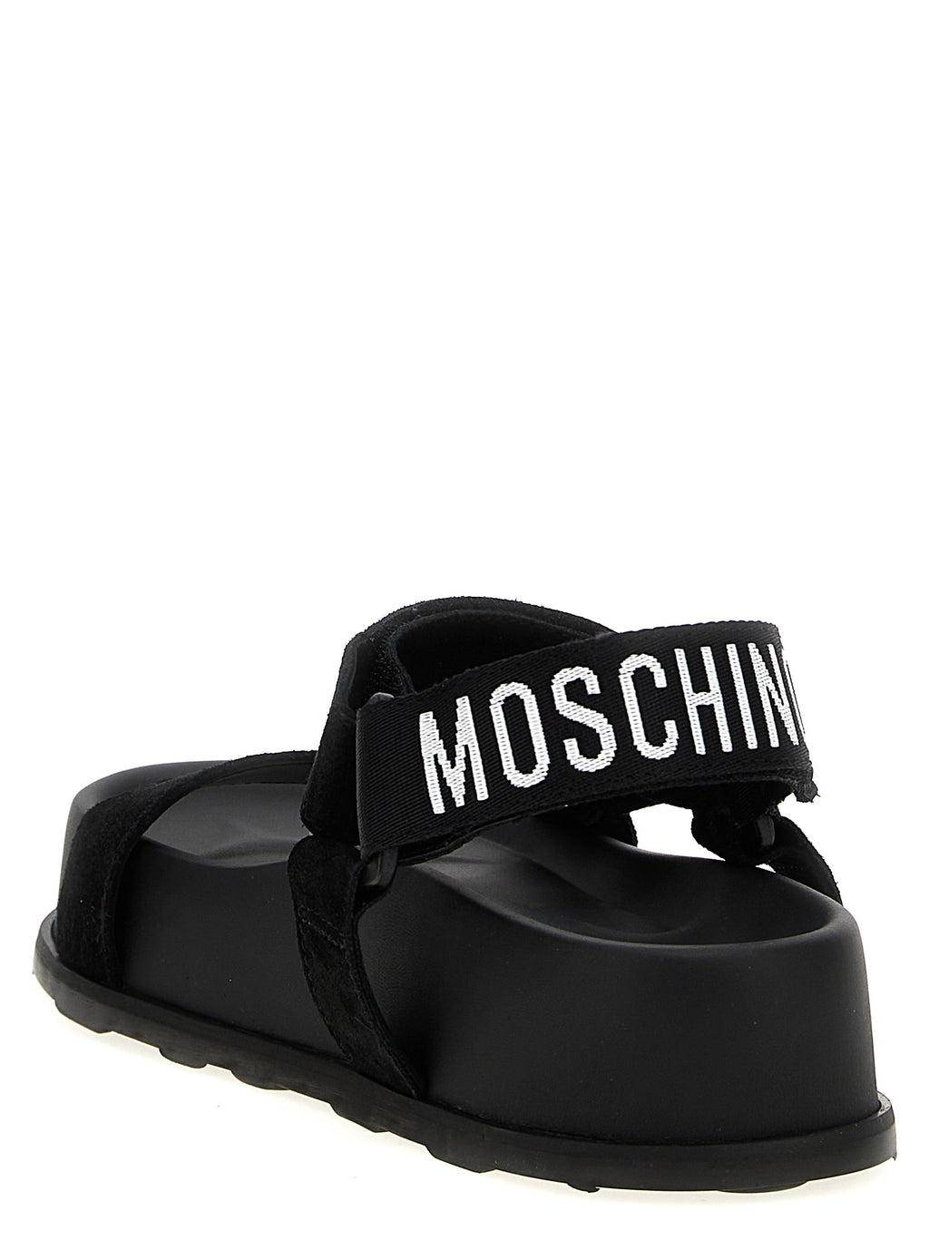 Moschino Black Calfskin Flat Sandals