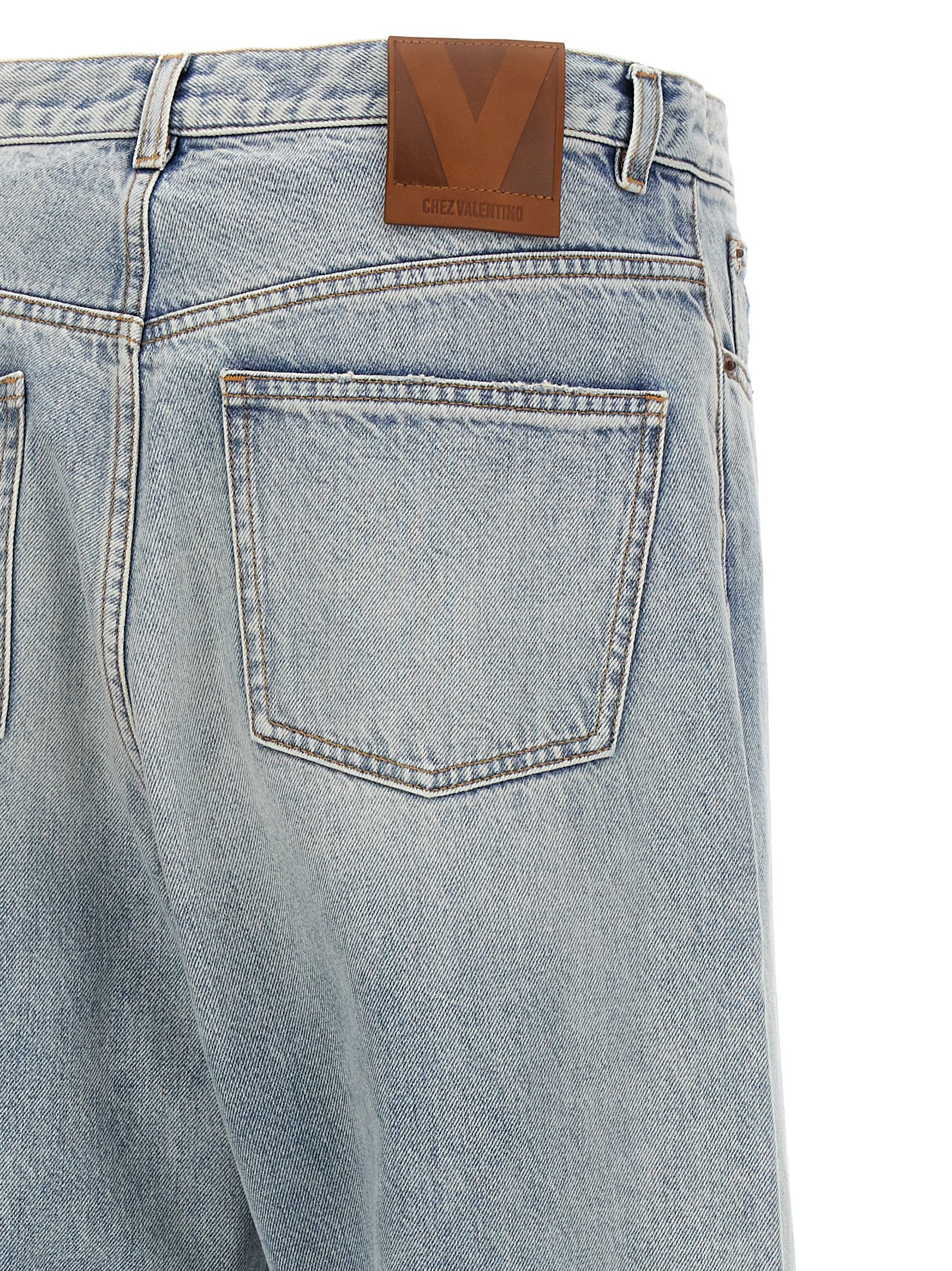 Valentino Garavani Blue Cotton Straight-Leg Jeans