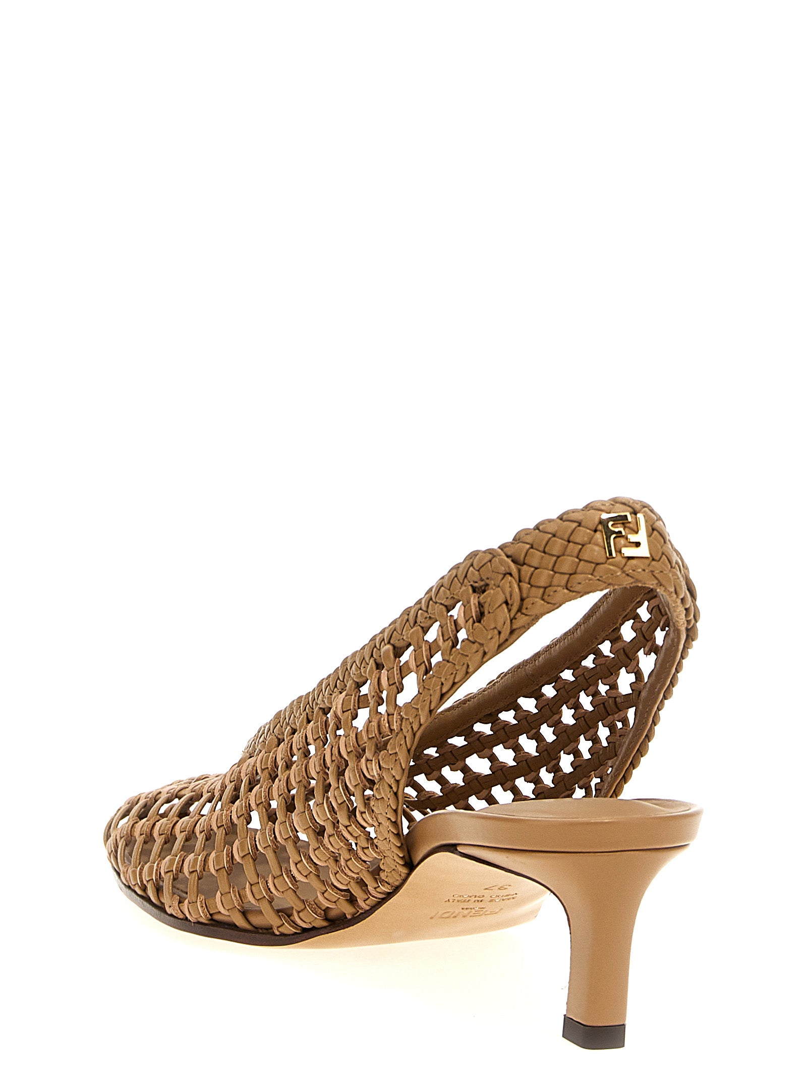 Fendi Brown Calfskin Mid Heel Pumps