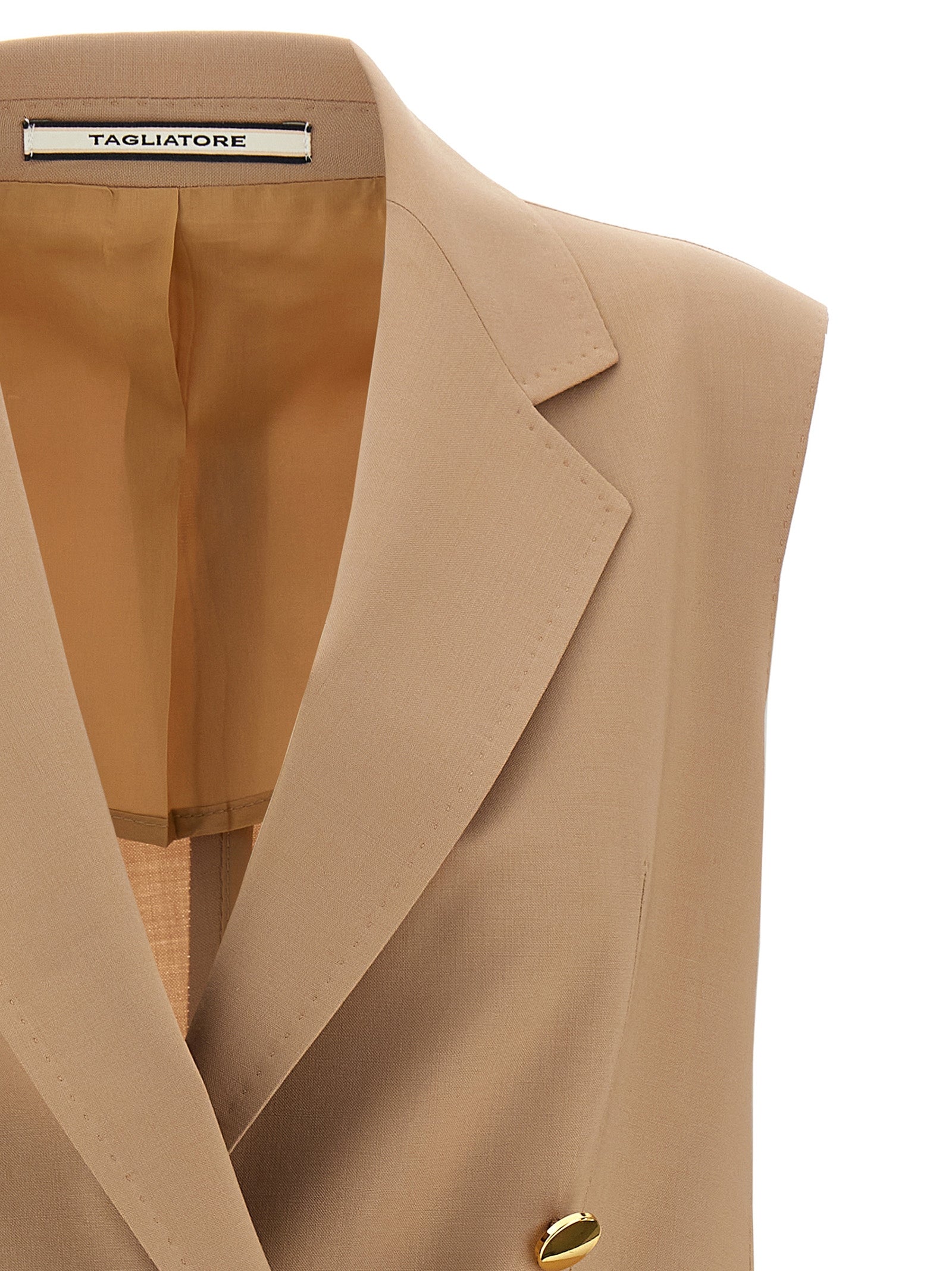 Tagliatore Beige Virgin Wool Sleeveless Jacket