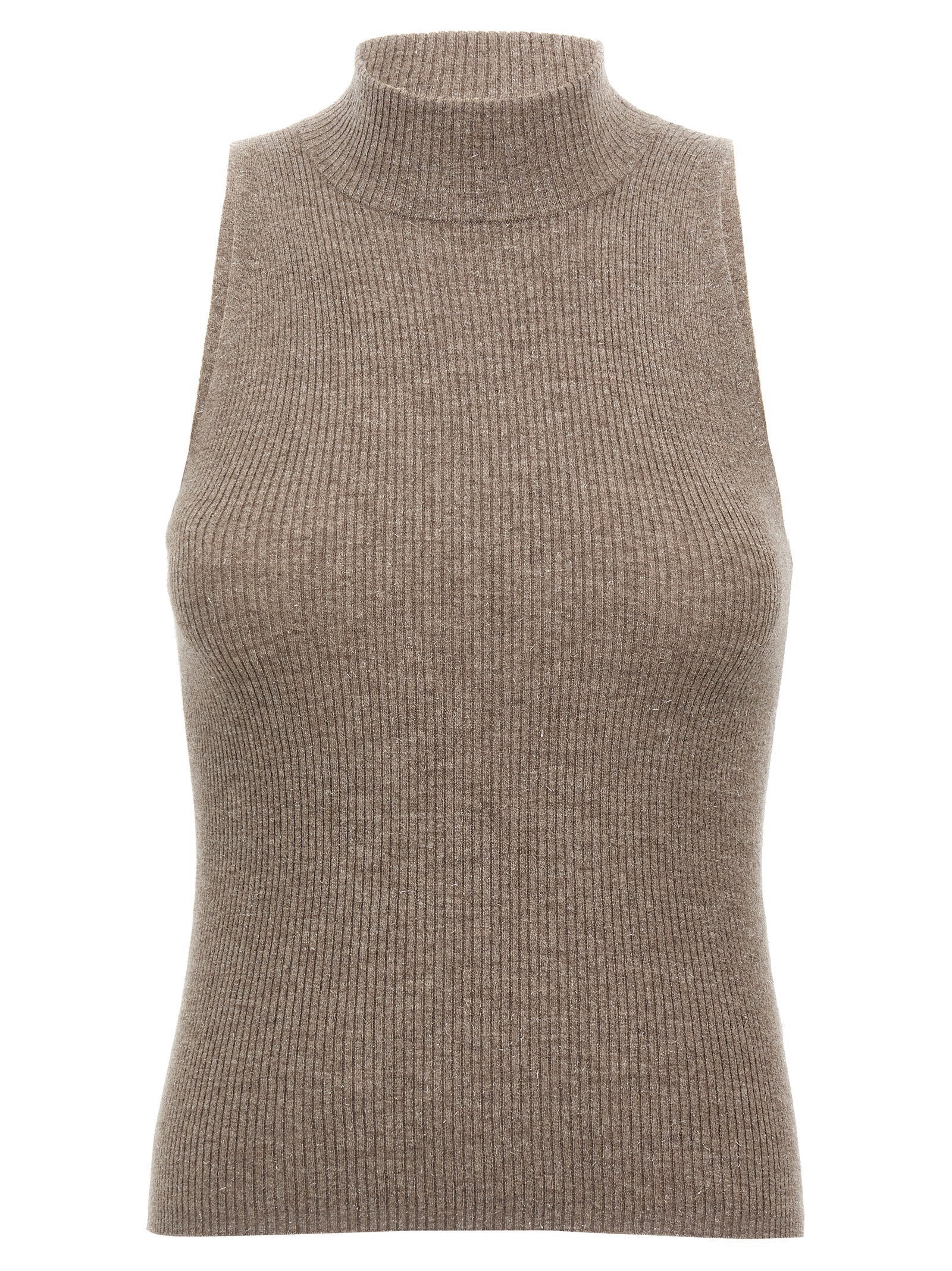 Brunello Cucinelli Brown Cashmere Sleeveles Sweater