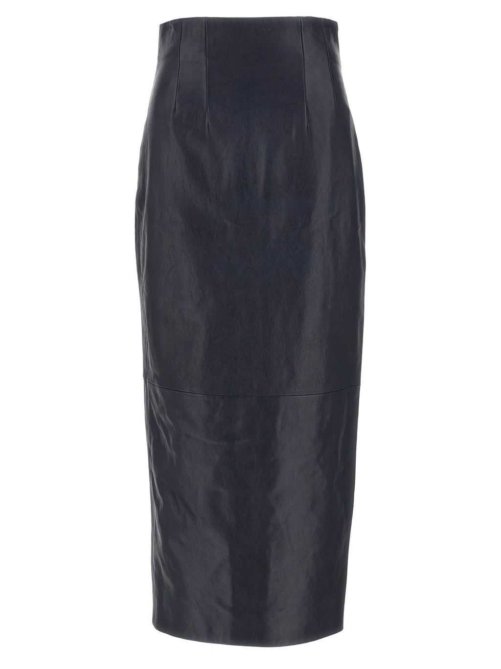 Khaite Blue Lamb Leather Midi Skirt