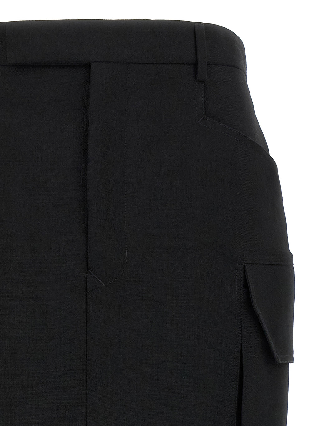 Rick Owens Black Wool Midi Skirt