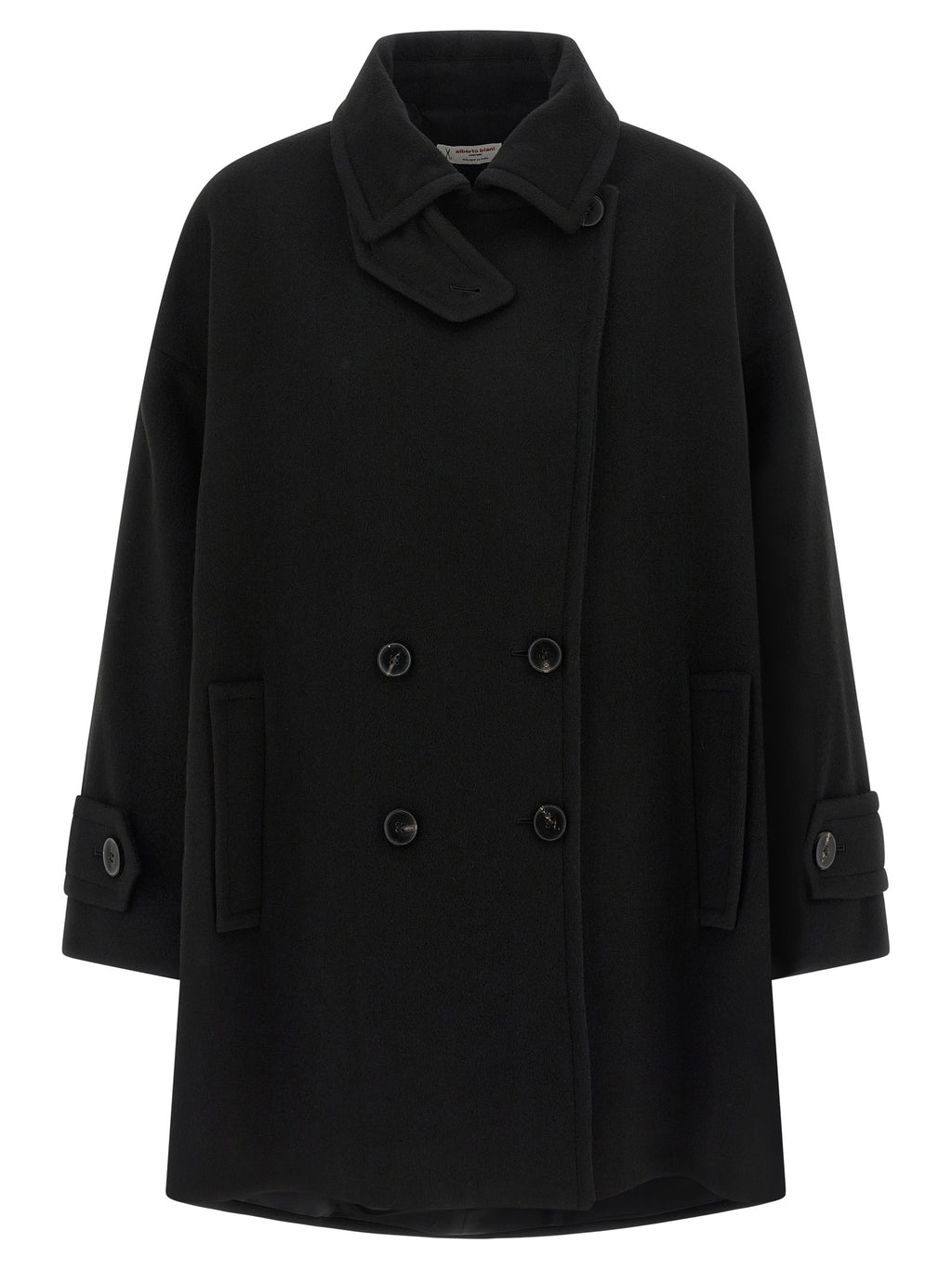 Alberto Biani Black Virgin Wool Coat