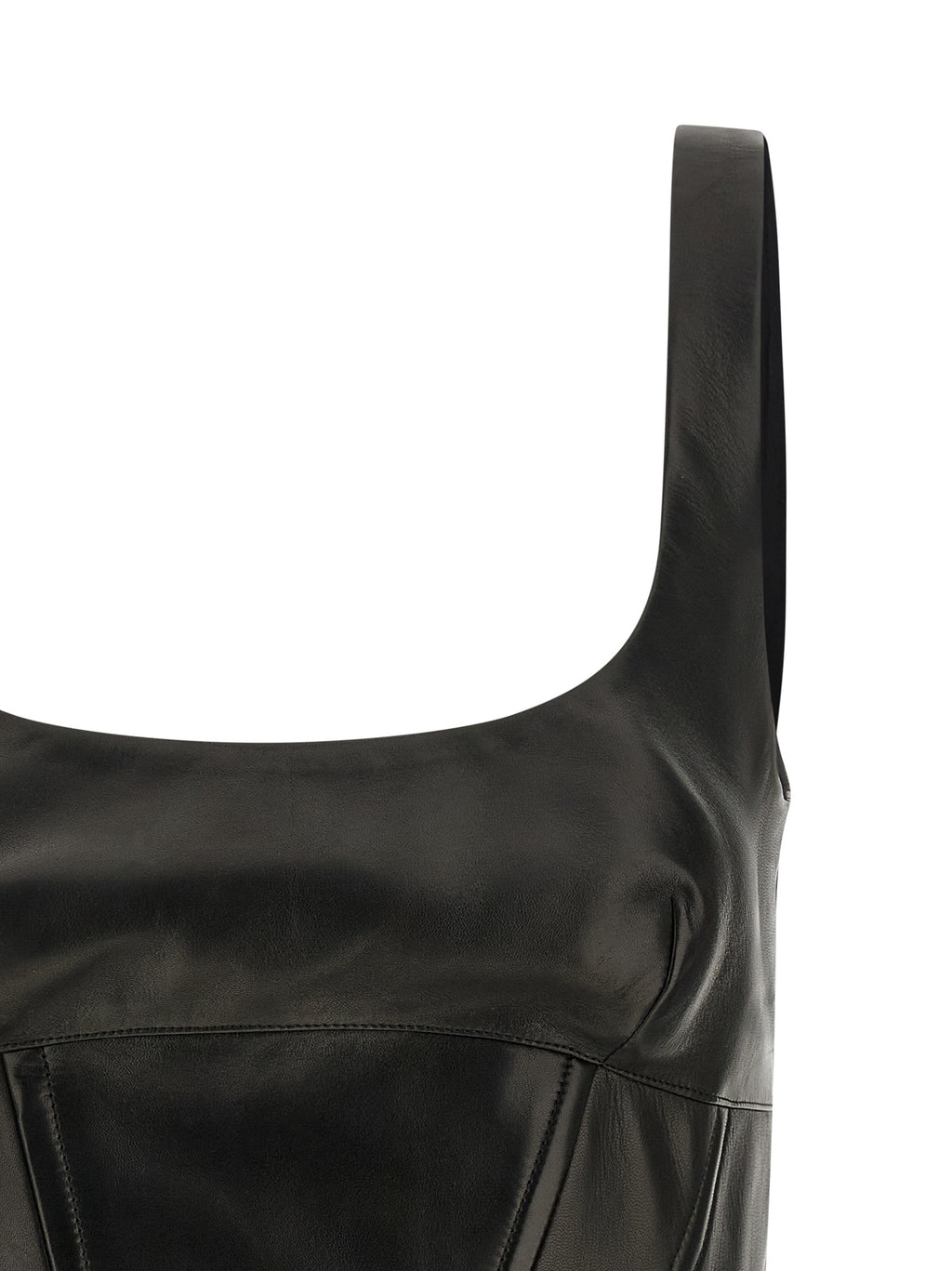 Ermanno Scervino Black Lamb Leather Tank Tops
