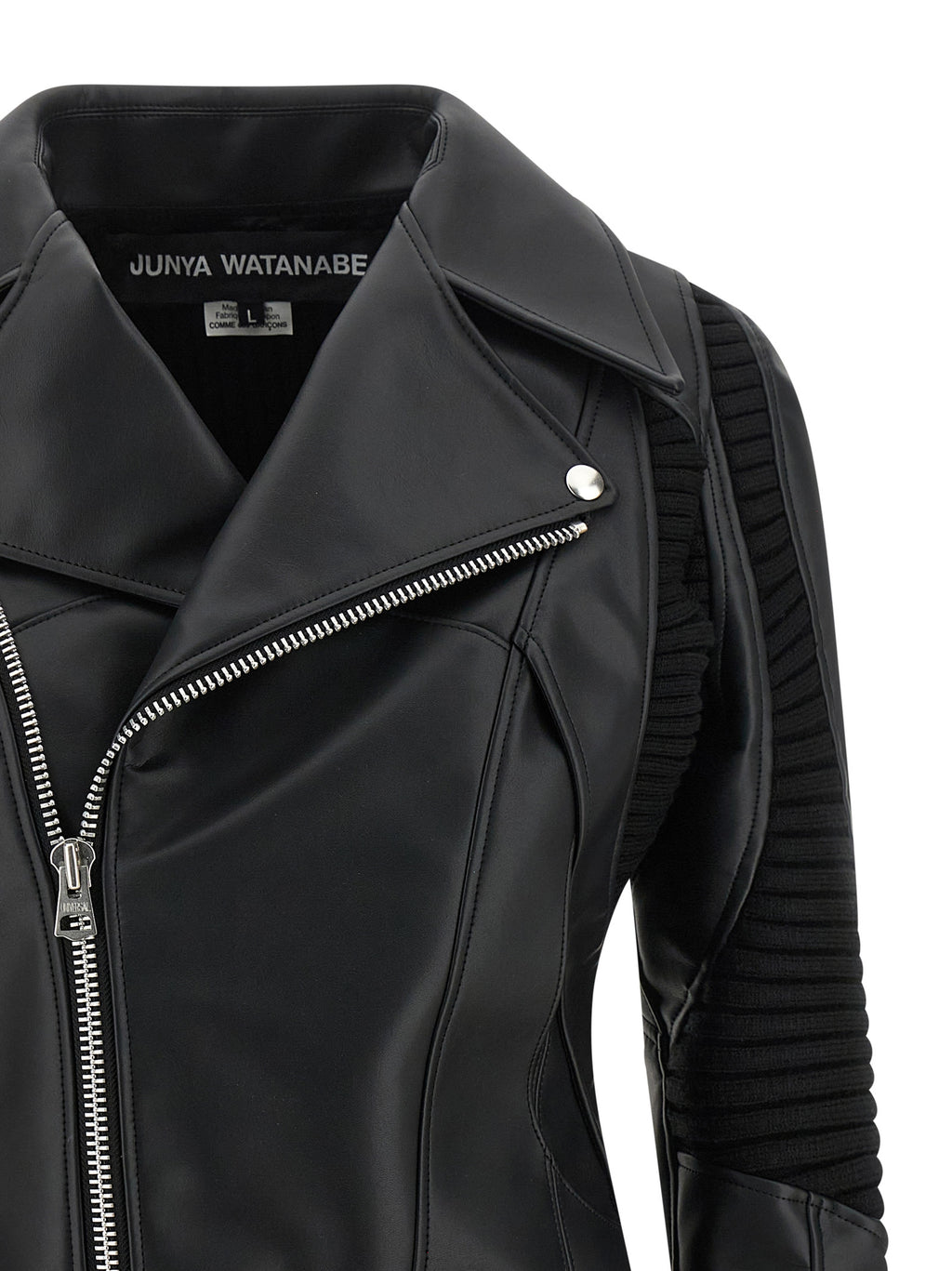 Junya Watanabe Black Artificial Leather Biker Jacket
