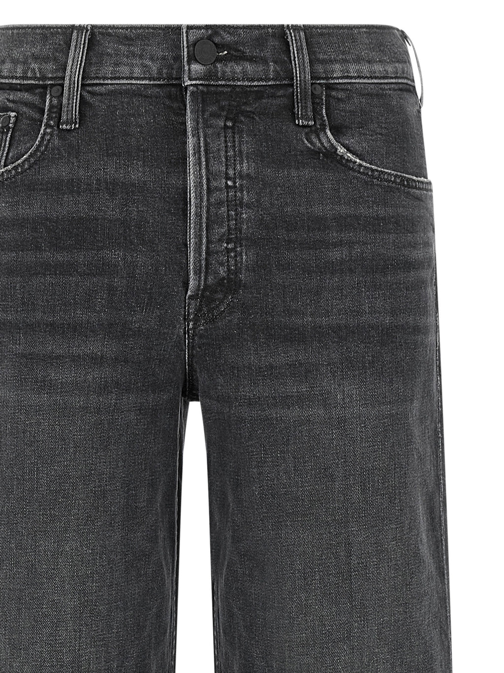 Mother Denim Black Cotton Straight-Leg Jeans