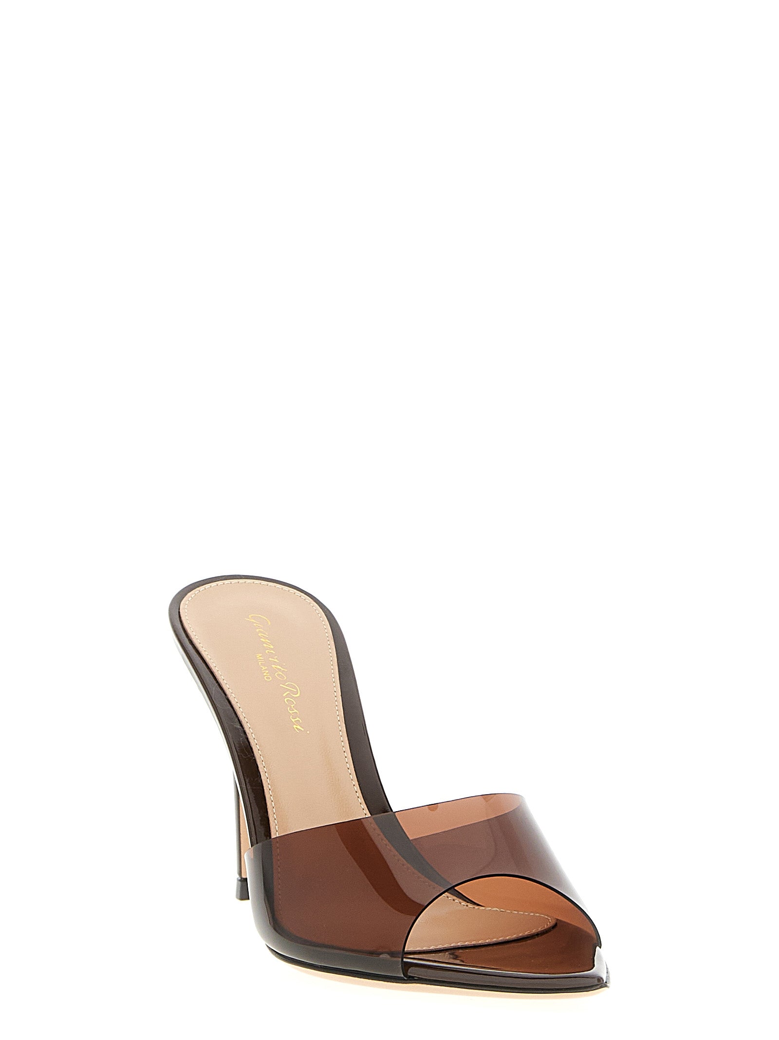 Gianvito Rossi Brown Plastic Stiletto Heel Sandals