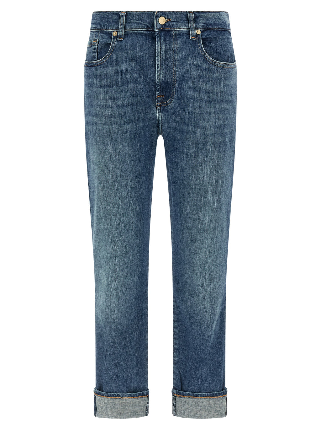 7 For All Mankind Blue Cotton Relaxed Fit Jeans