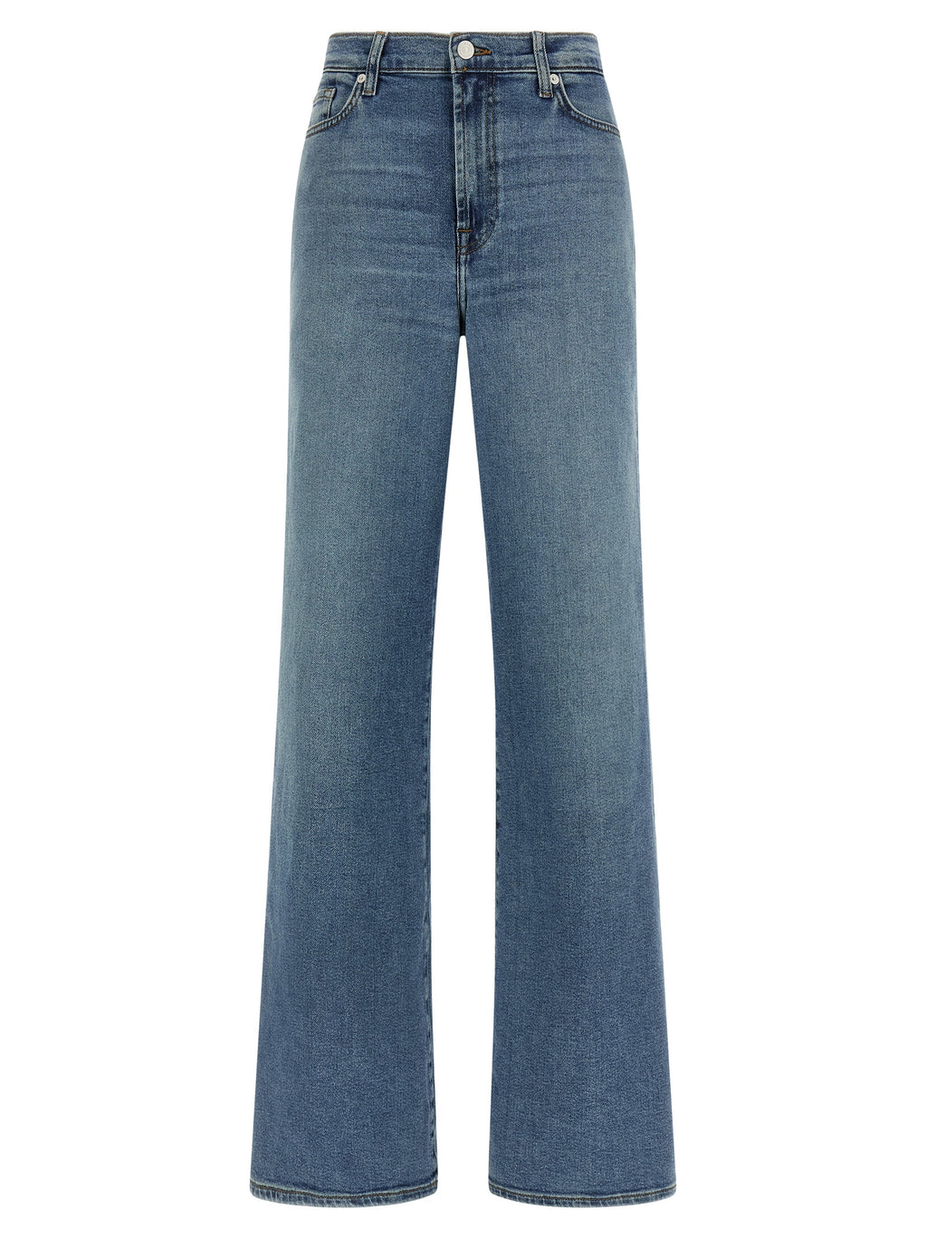 7 For All Mankind Blue Cotton Straight-Leg Jeans