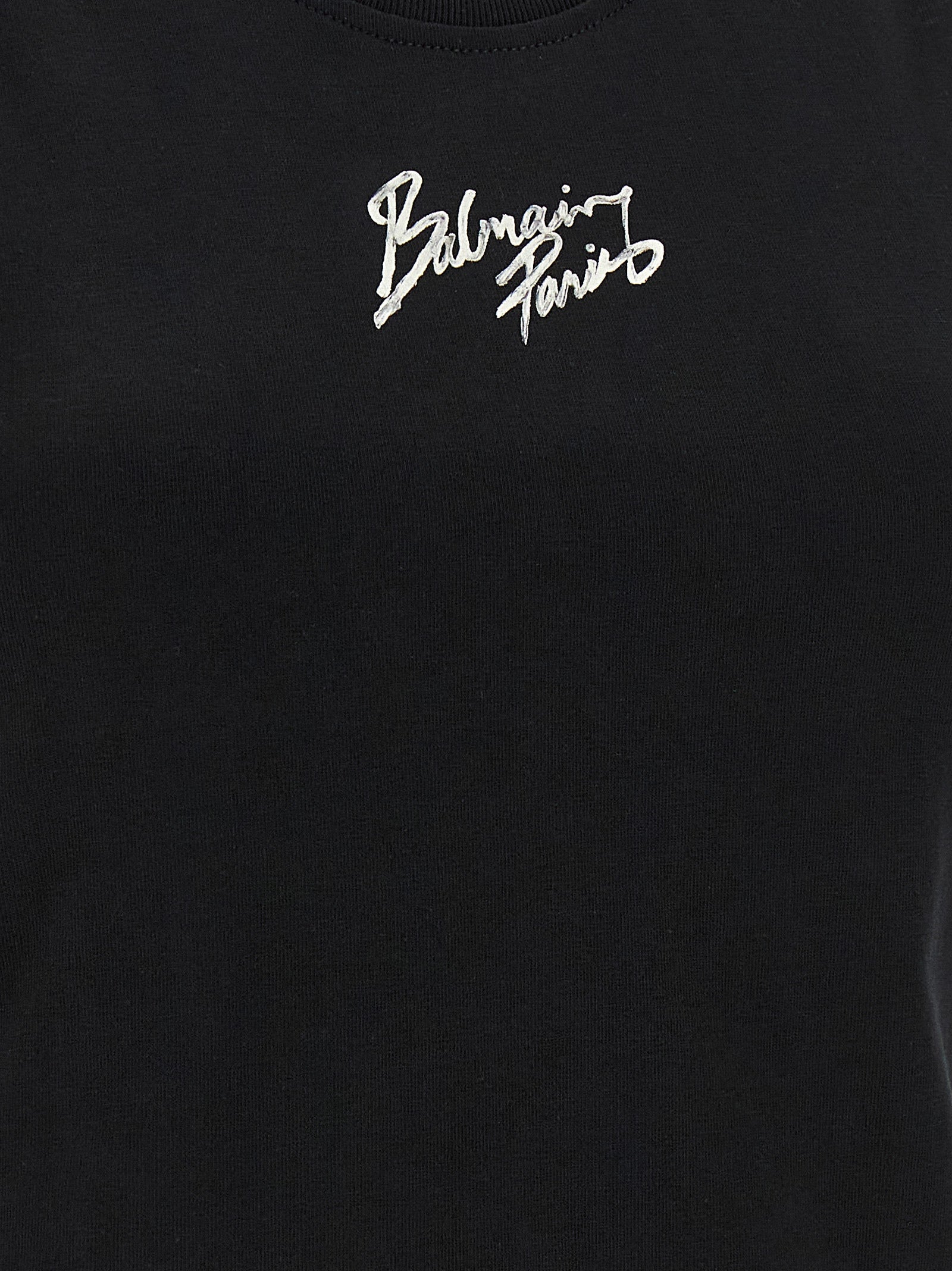 Balmain Black Cotton Sleeveles T-Shirt