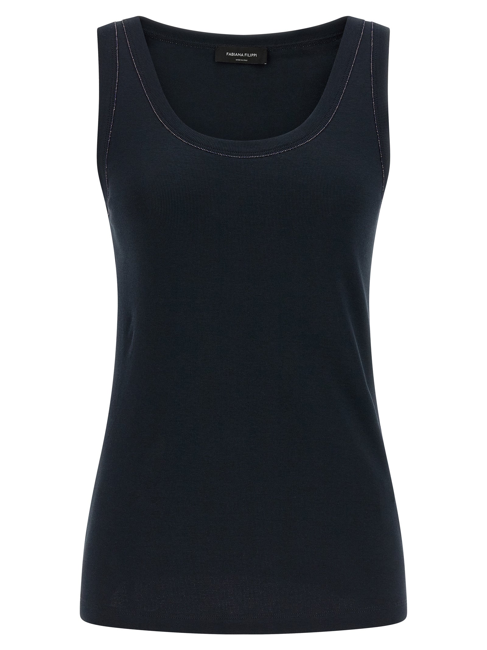 Fabiana Filippi Blue Cotton Sleeveles T-Shirt