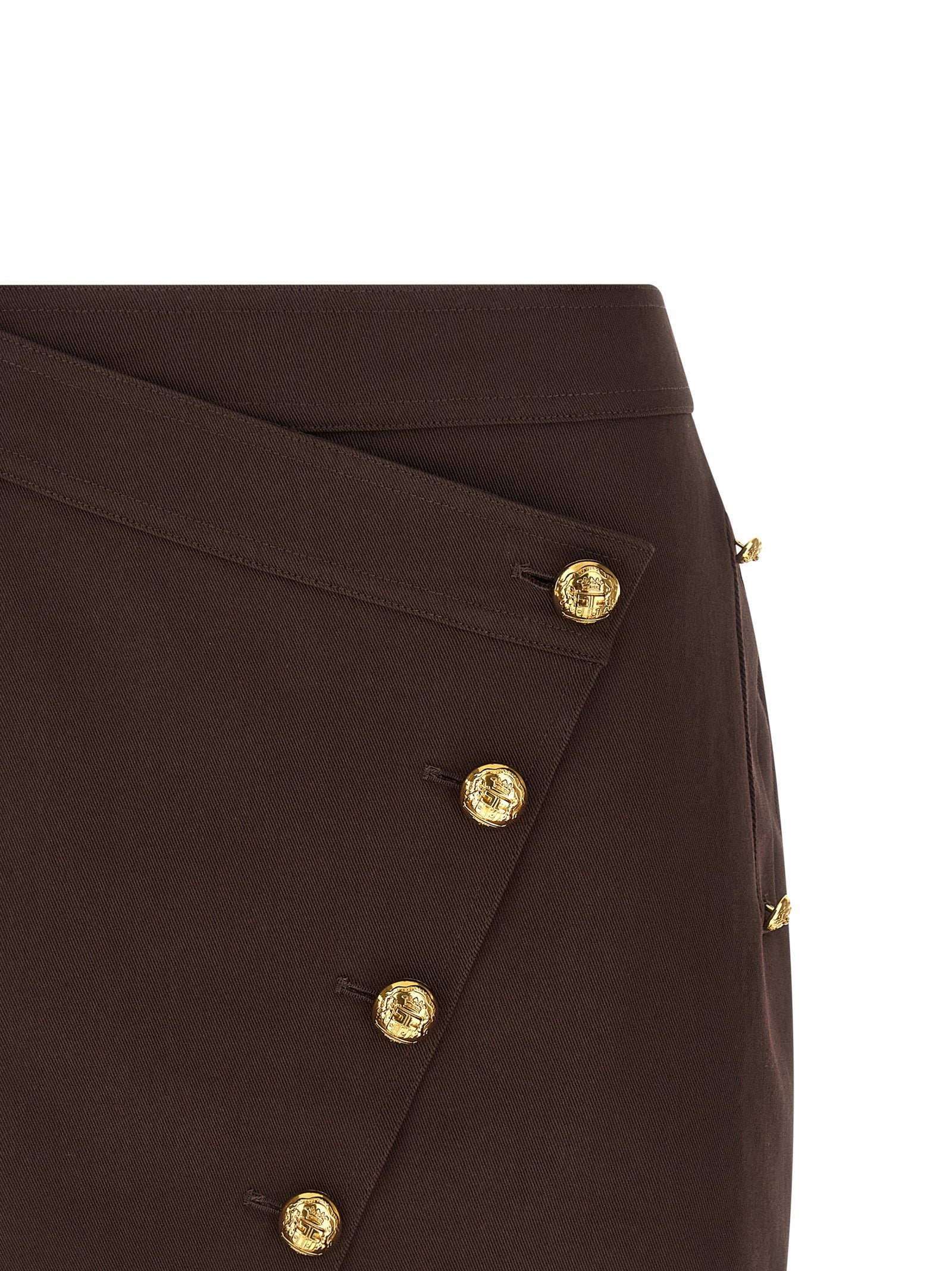 Elisabetta Franchi Brown Cotton Long Skirt