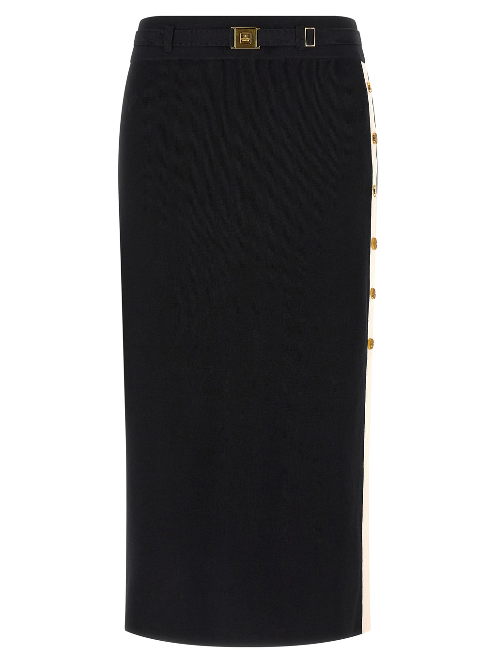 Elisabetta Franchi Black Viscose Midi Skirt