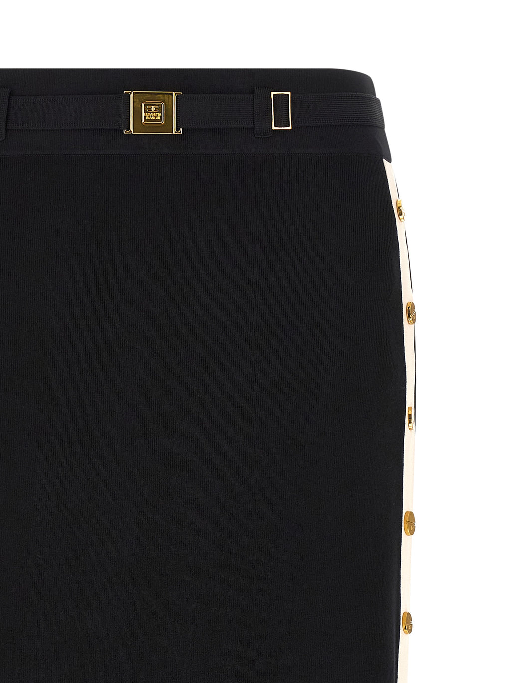 Elisabetta Franchi Black Viscose Midi Skirt