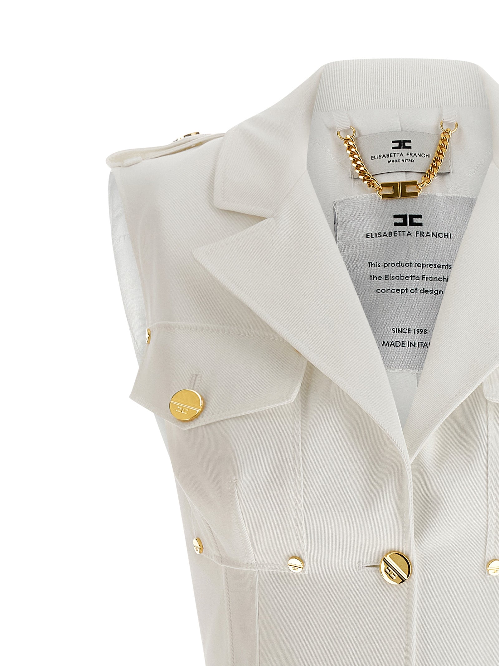 Elisabetta Franchi White Cotton Short Dress