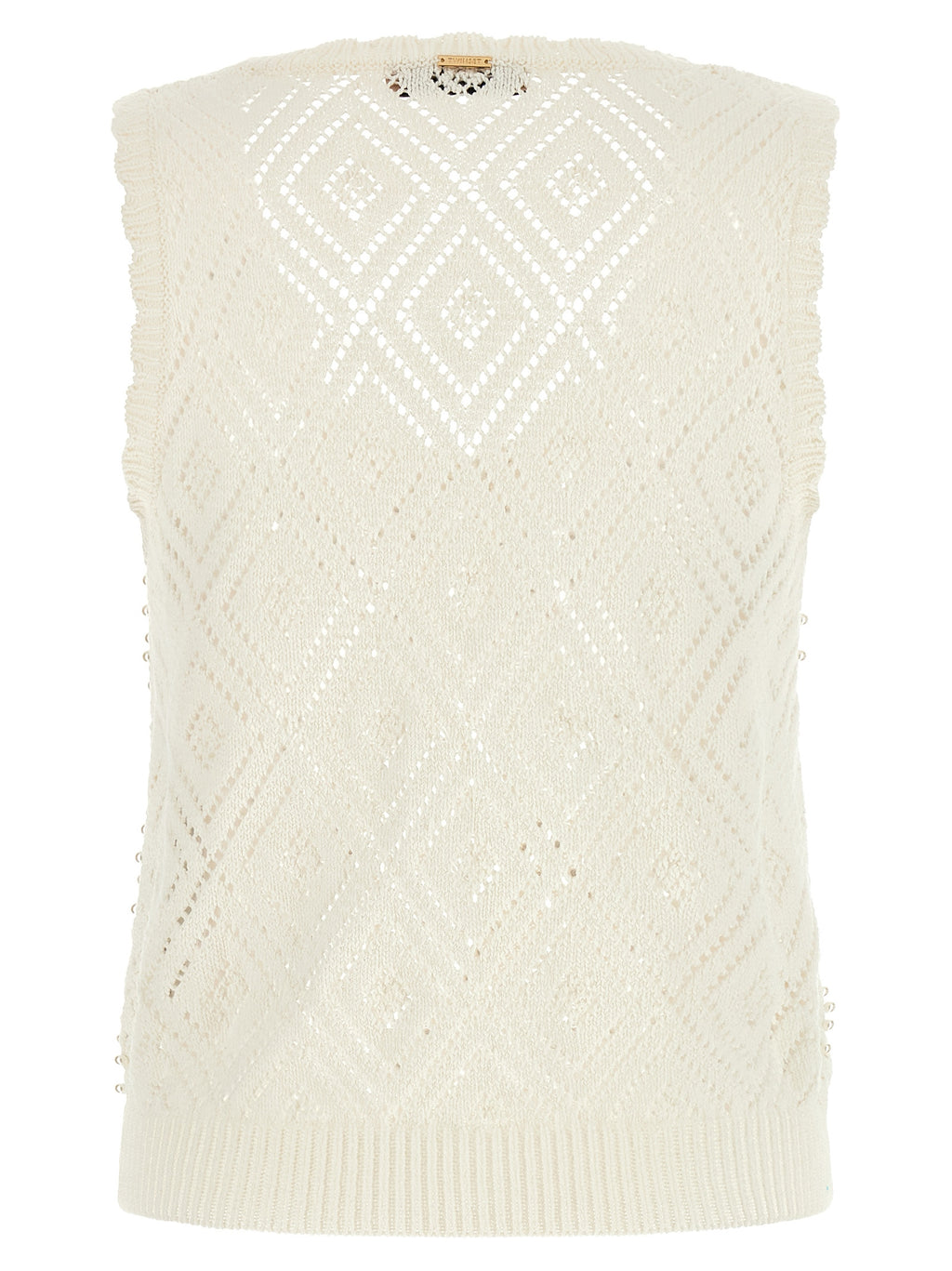 Twinset White Cotton Sleeveles T-Shirt