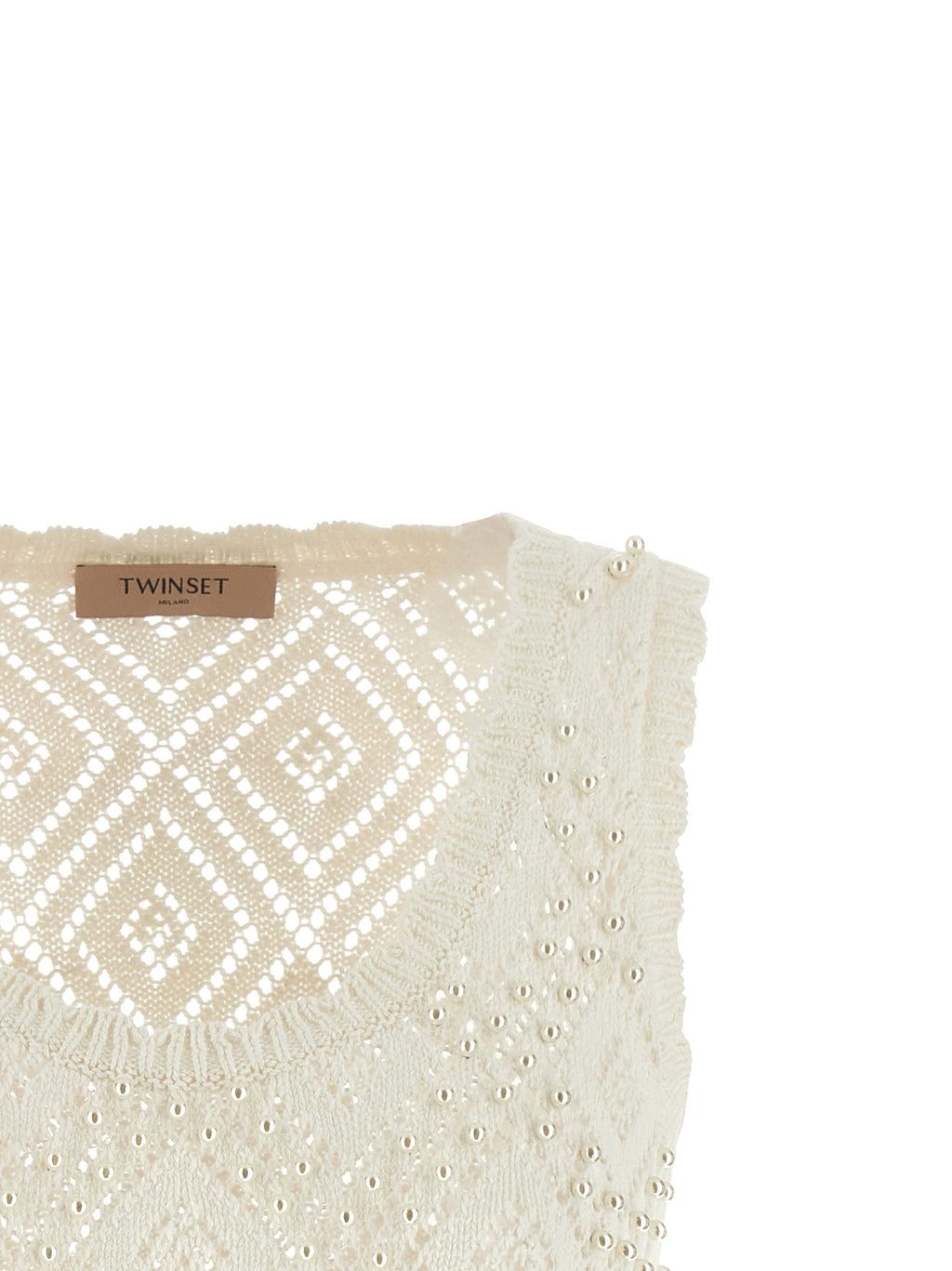 Twinset White Cotton Sleeveles T-Shirt