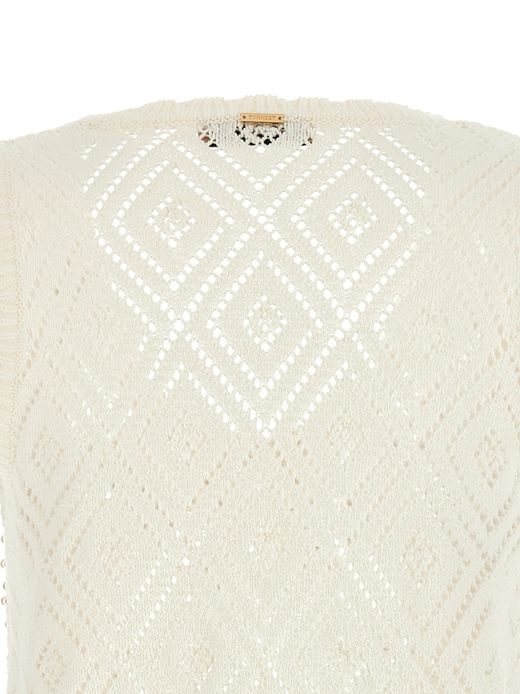 Twinset White Cotton Sleeveles T-Shirt
