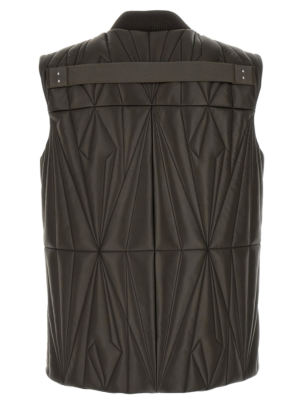 Rick Owens Brown Lamb Leather Sleeveless Jacket