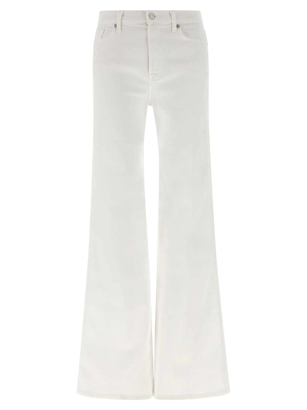 7 For All Mankind White Cotton Flared Jeans