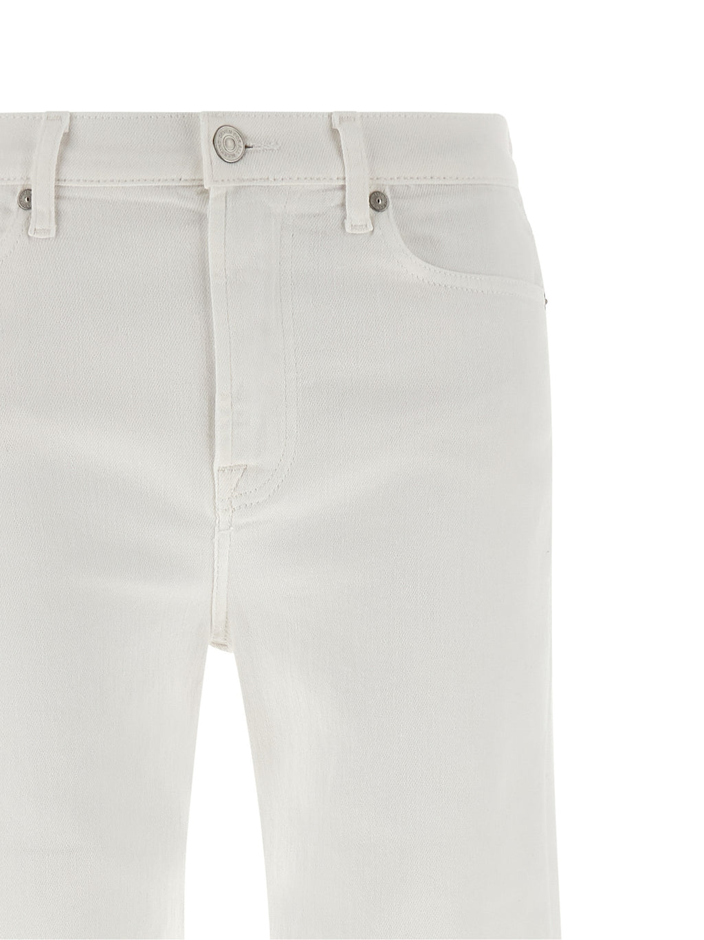 7 For All Mankind White Cotton Flared Jeans