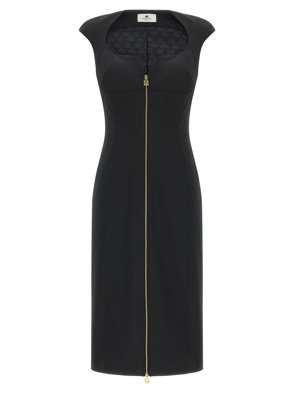 Elisabetta Franchi Black Polyester Midi Dress
