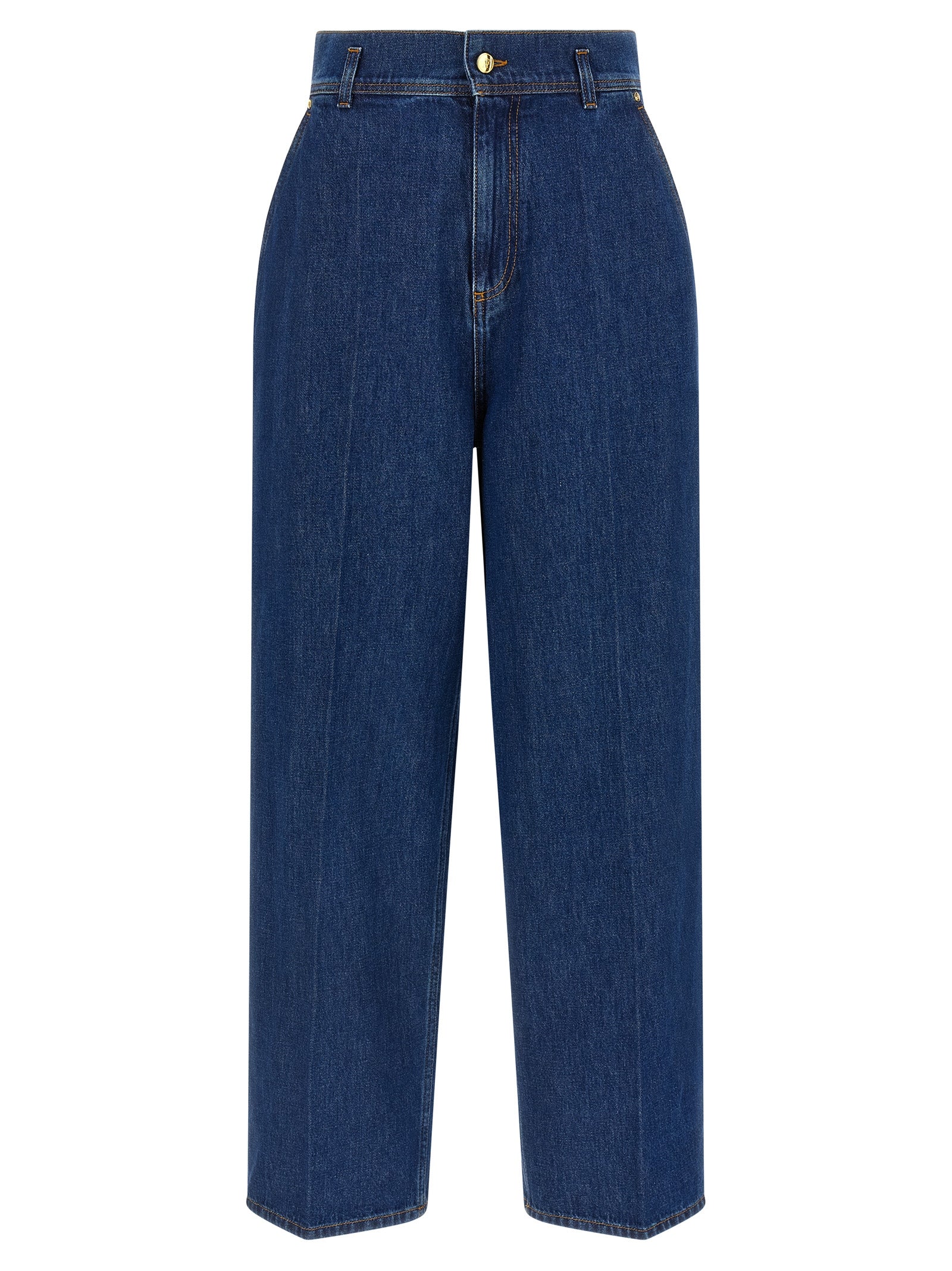 Alberta Ferretti Blue Cotton High-Waisted Jean