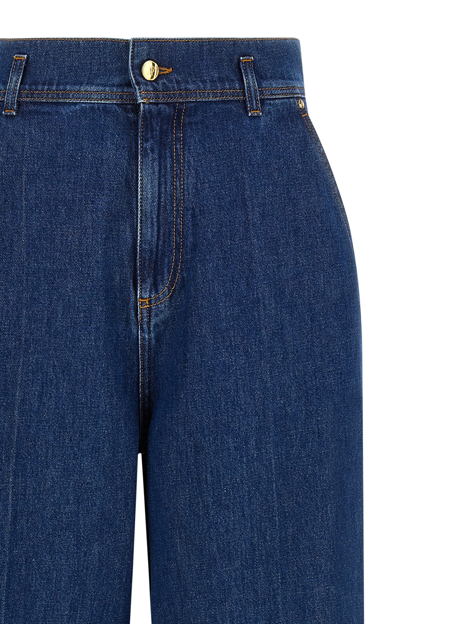 Alberta Ferretti Blue Cotton High-Waisted Jean