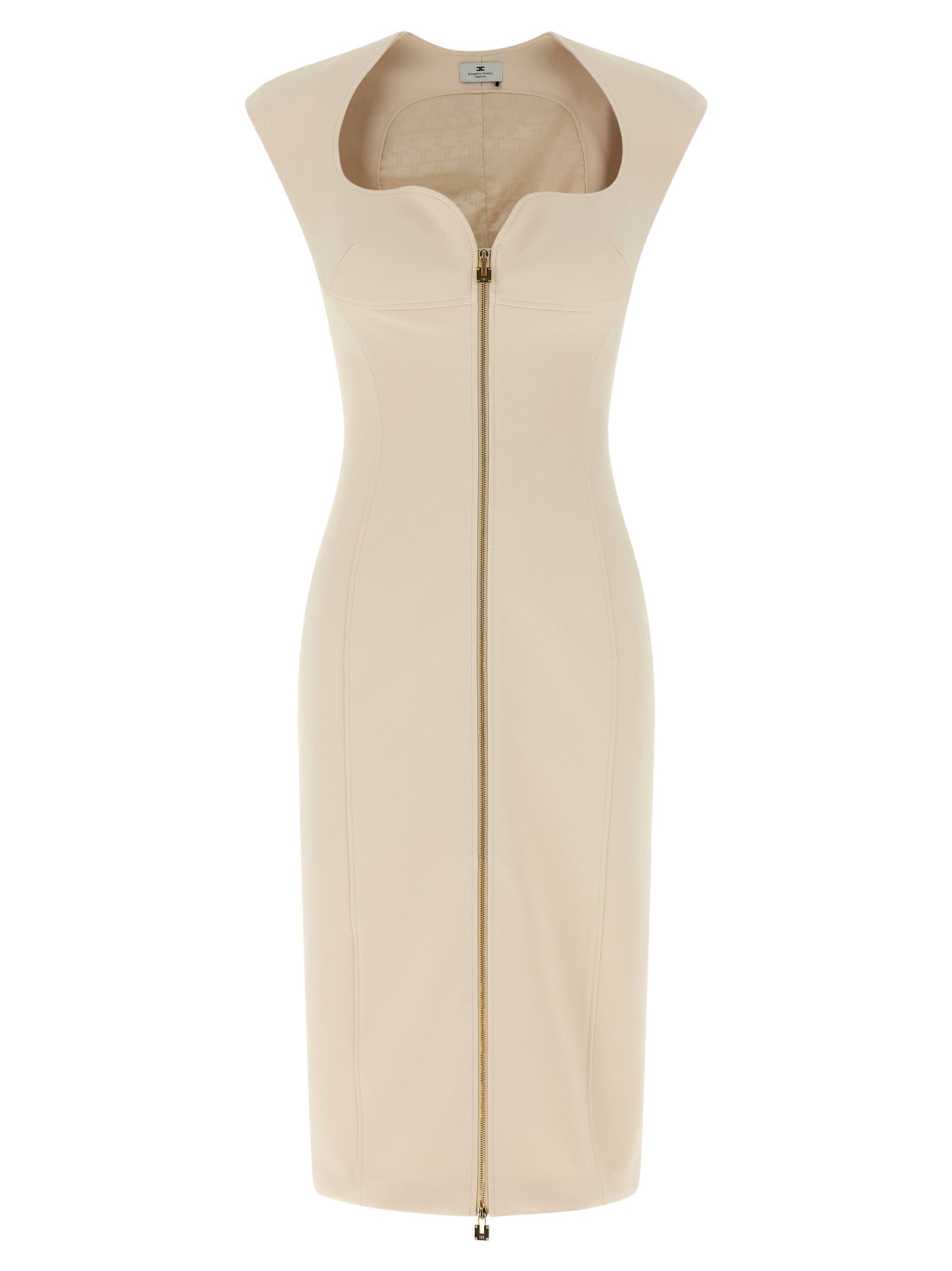 Elisabetta Franchi Beige Polyester Midi Dress