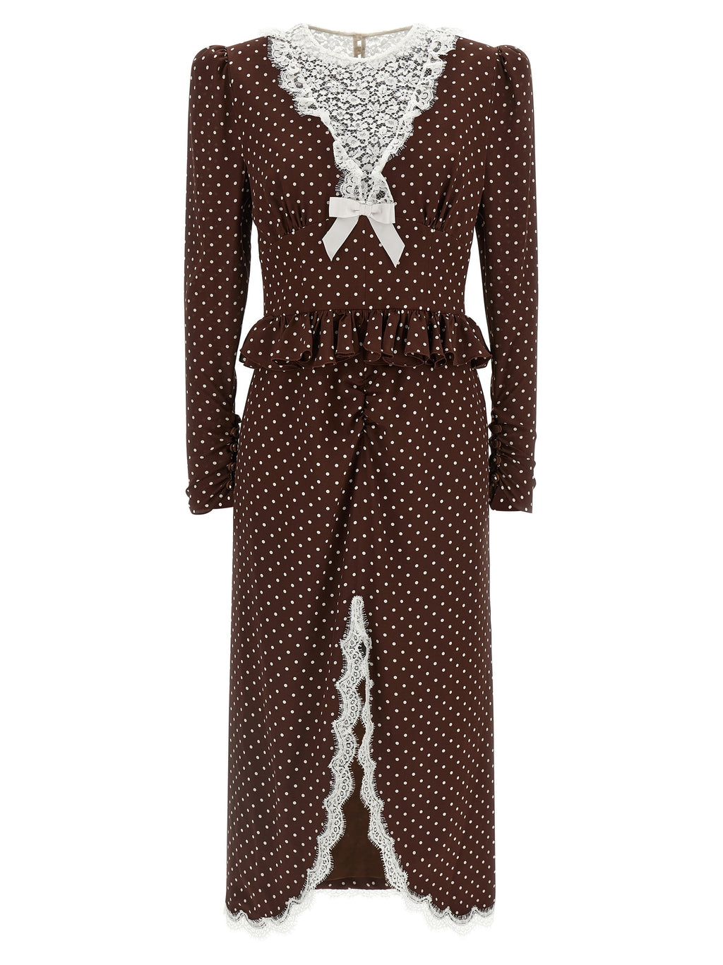 Alessandra Rich Brown Silk Midi Dress
