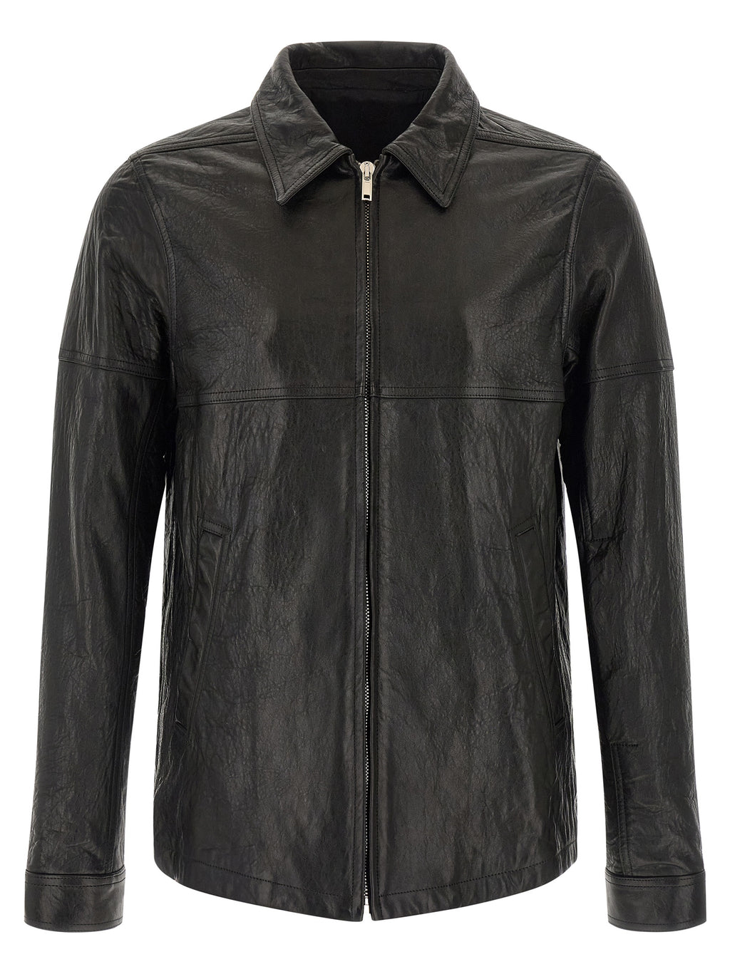 Rick Owens Black Lamb Leather Leather Jacket